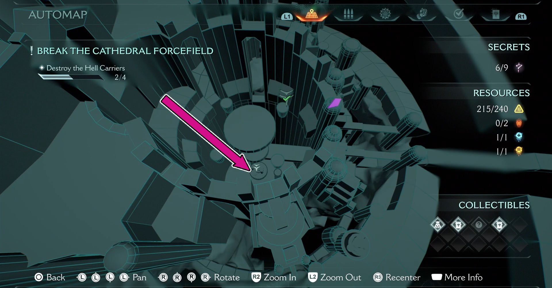 Um mapa mostrando a área central da Cidade Sagrada de Aratum, onde você pode encontrar a skin Pesadelo do Pulverizador. Um mapa mostrando a área central da Cidade Sagrada de Aratum, onde você pode encontrar a skin Pesadelo do Pulverizador.