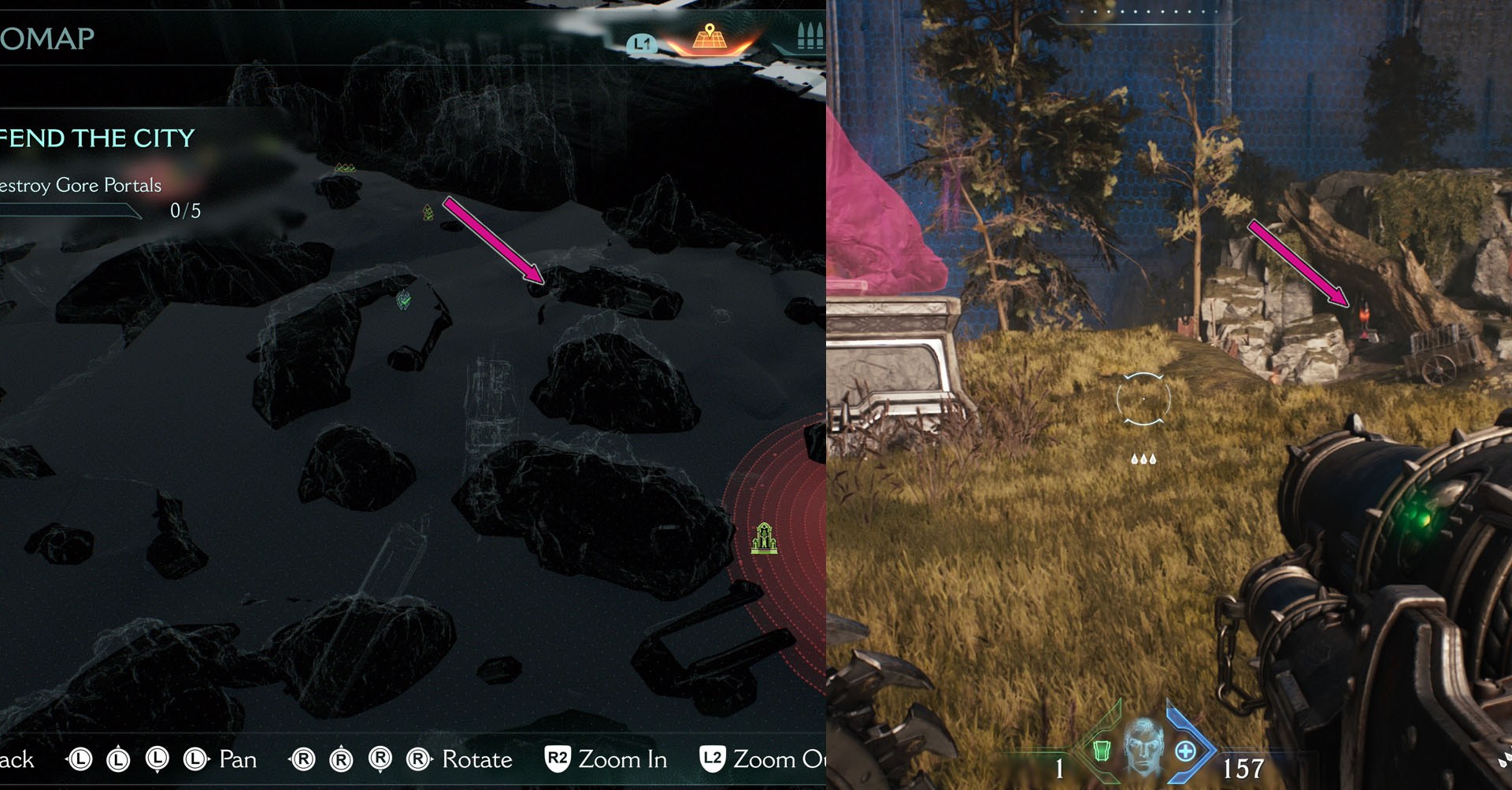 A imagem mostra parte do mapa do capítulo 6 e a localização da segunda estátua de lobo. Está escondido dentro de uma pequena caverna.