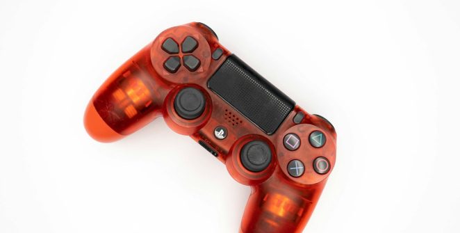 red and black ps 4 game controller