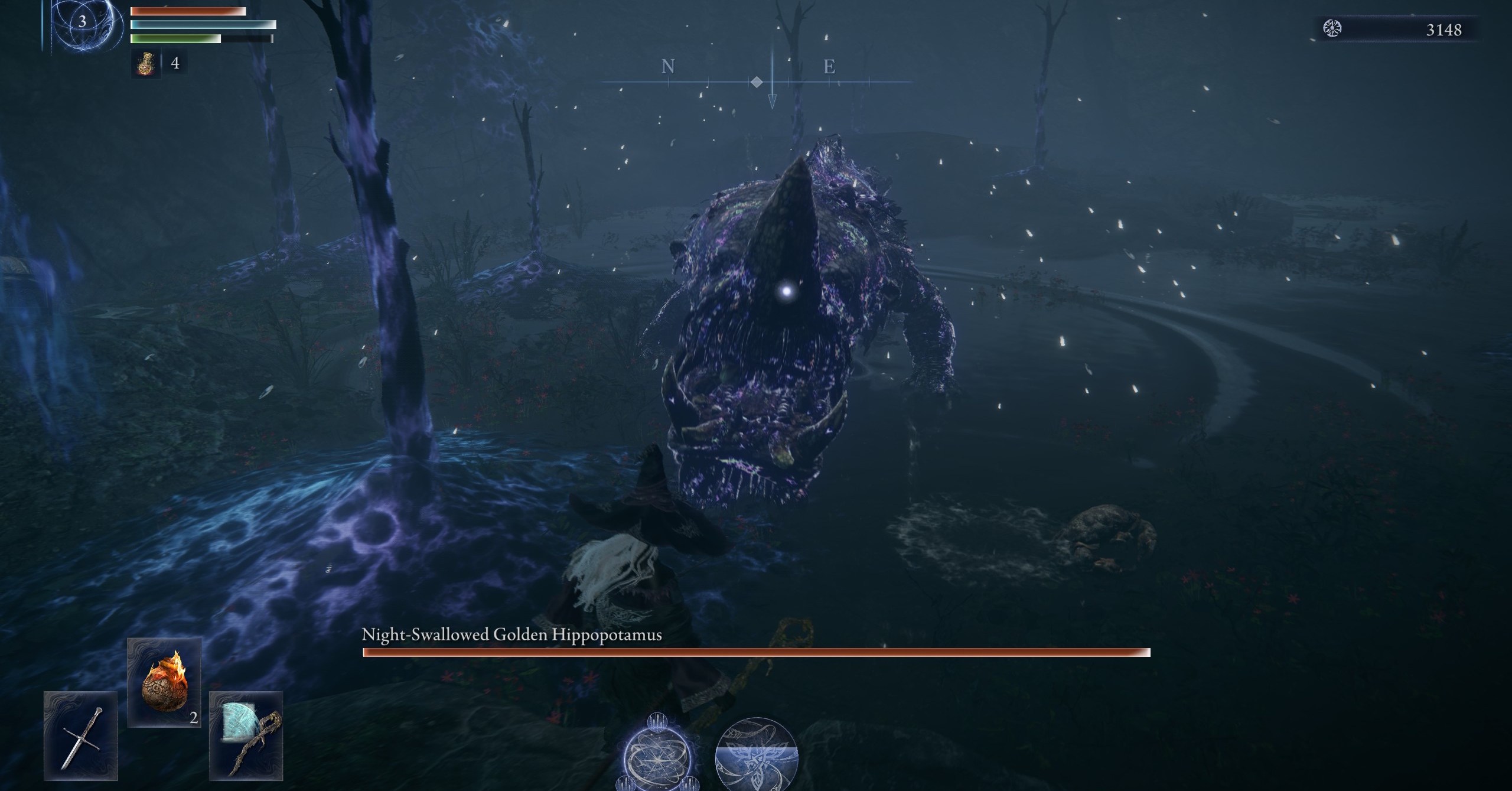 Um hipopótamo dourado que lutou noturno em Elden Ring Nightreign Um hipopótamo dourado que lutou noturno em Elden Ring Nightreign