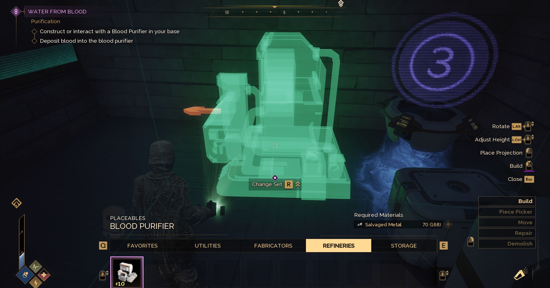 Uma duna: Captura de tela de despertar mostrando um personagem que colocava o purificador de sangue ao lado do console de sub-subsídios dentro de seu abrigo. Uma duna: Captura de tela de despertar mostrando um personagem que colocava o purificador de sangue ao lado do console de sub-subsídios dentro de seu abrigo.