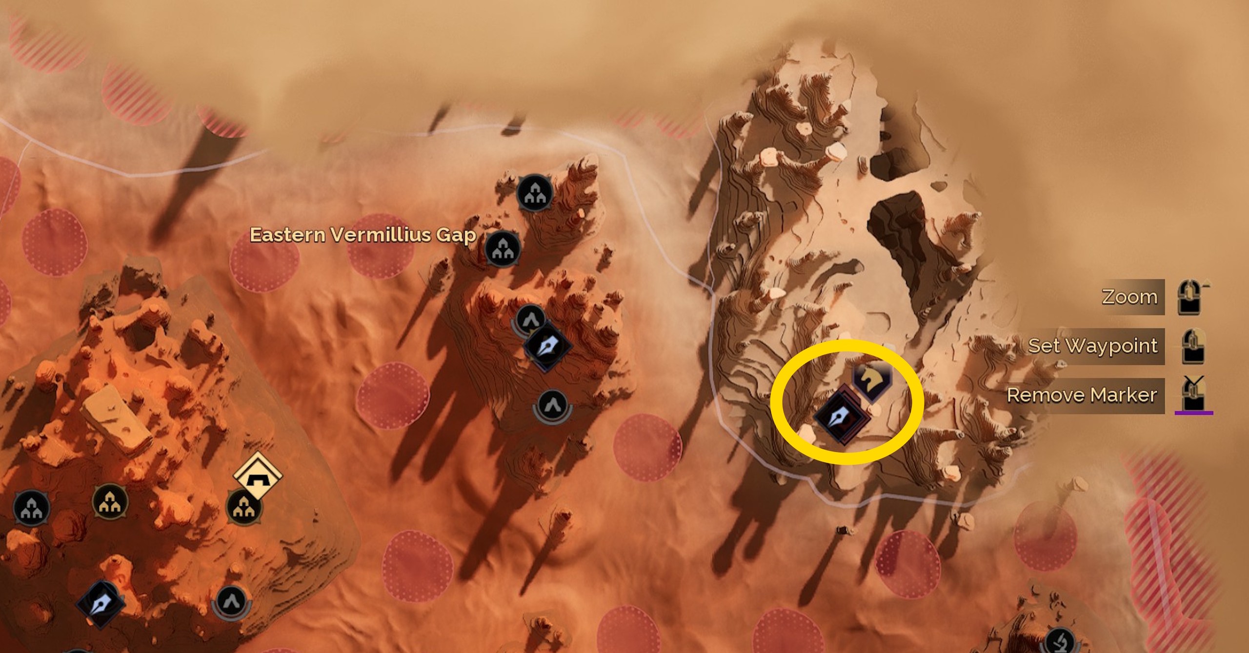 Uma imagem de mapa mostrando onde encontrar o treinador MENTAT em Dune Awakening Uma imagem de mapa mostrando onde encontrar o treinador MENTAT em Dune Awakening