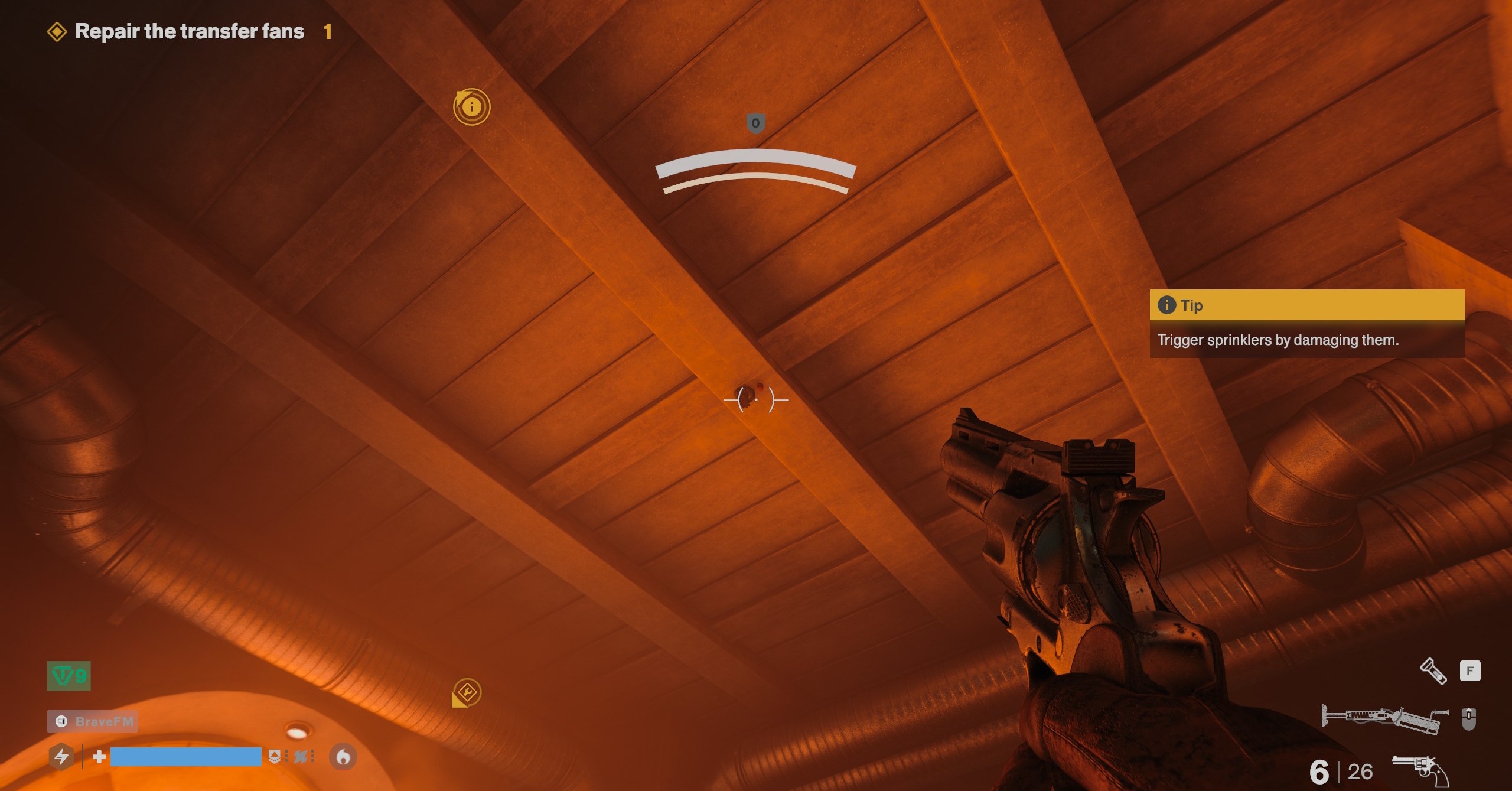 Um sistema de aspersores no FBC Firebreak