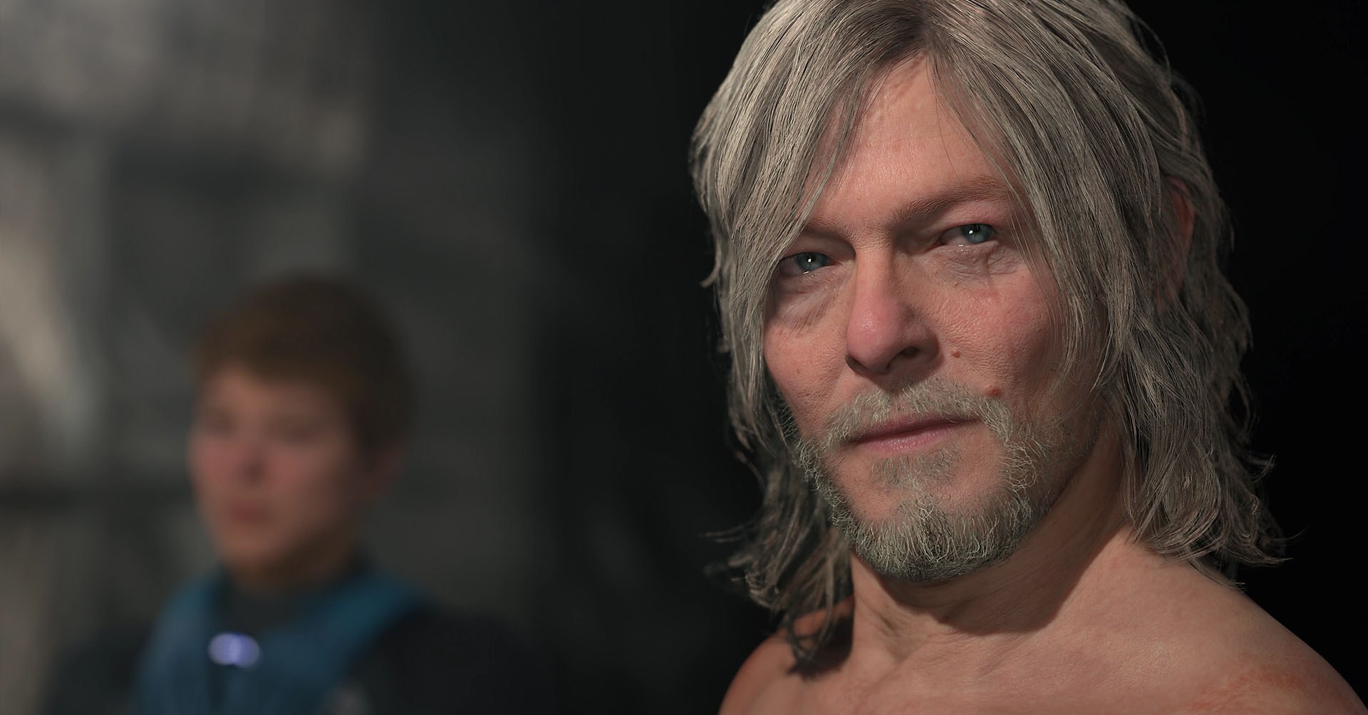 Uma captura de tela do Death Stranding mostra Sam, o personagem de Norman Reedu, de frente para a câmera.