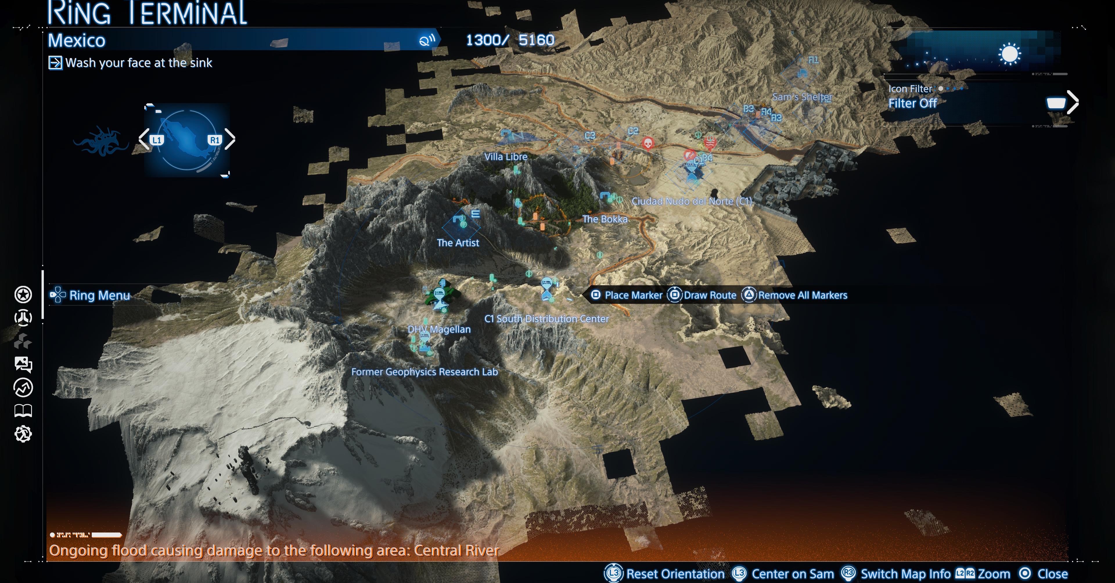 Uma imagem de mapa mostrando a localização do Magellan em Death Stranding 2 Uma imagem de mapa mostrando a localização do Magellan em Death Stranding 2