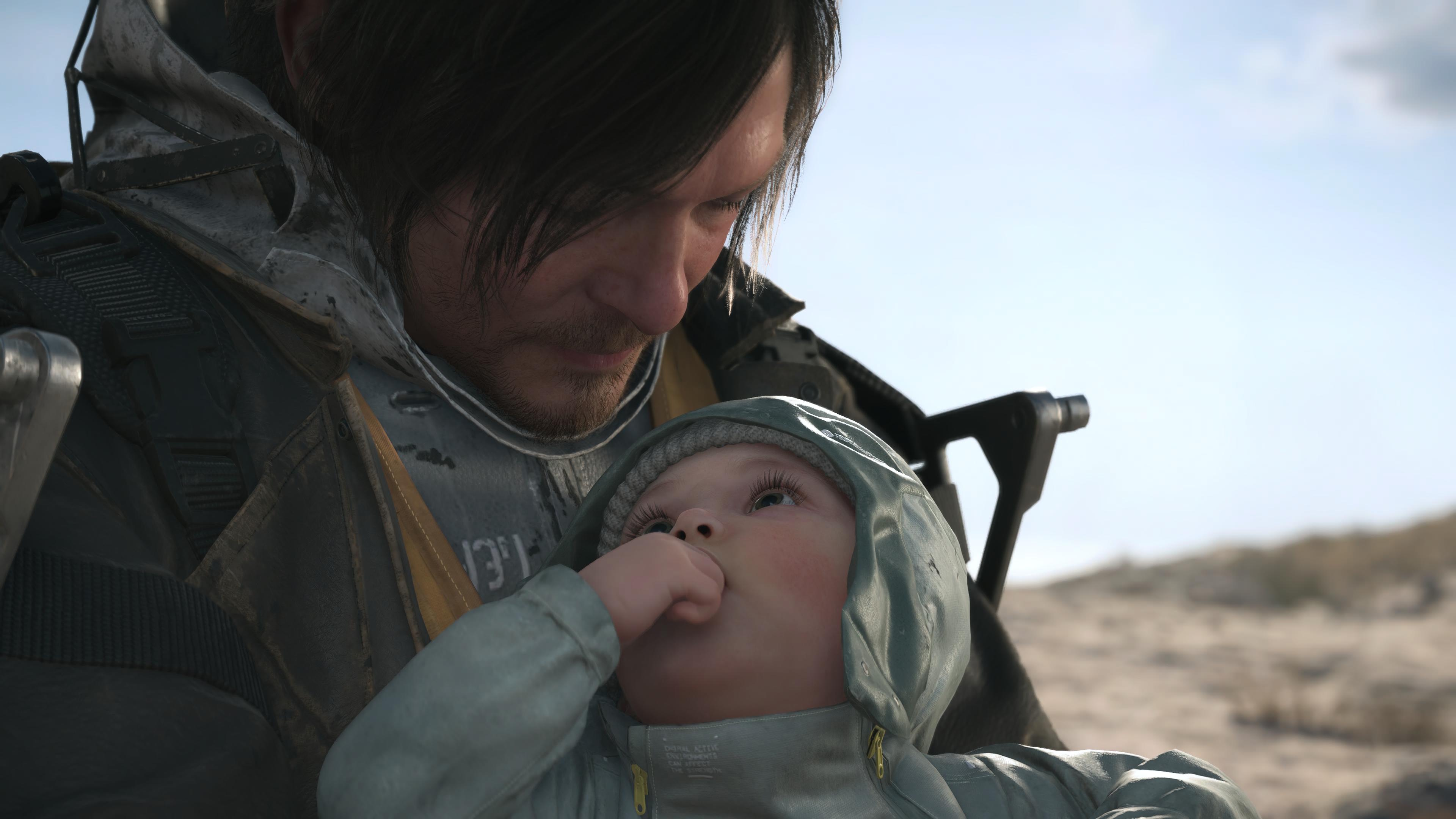 Sam Bridges e Baby Lou em Death Stranding 2