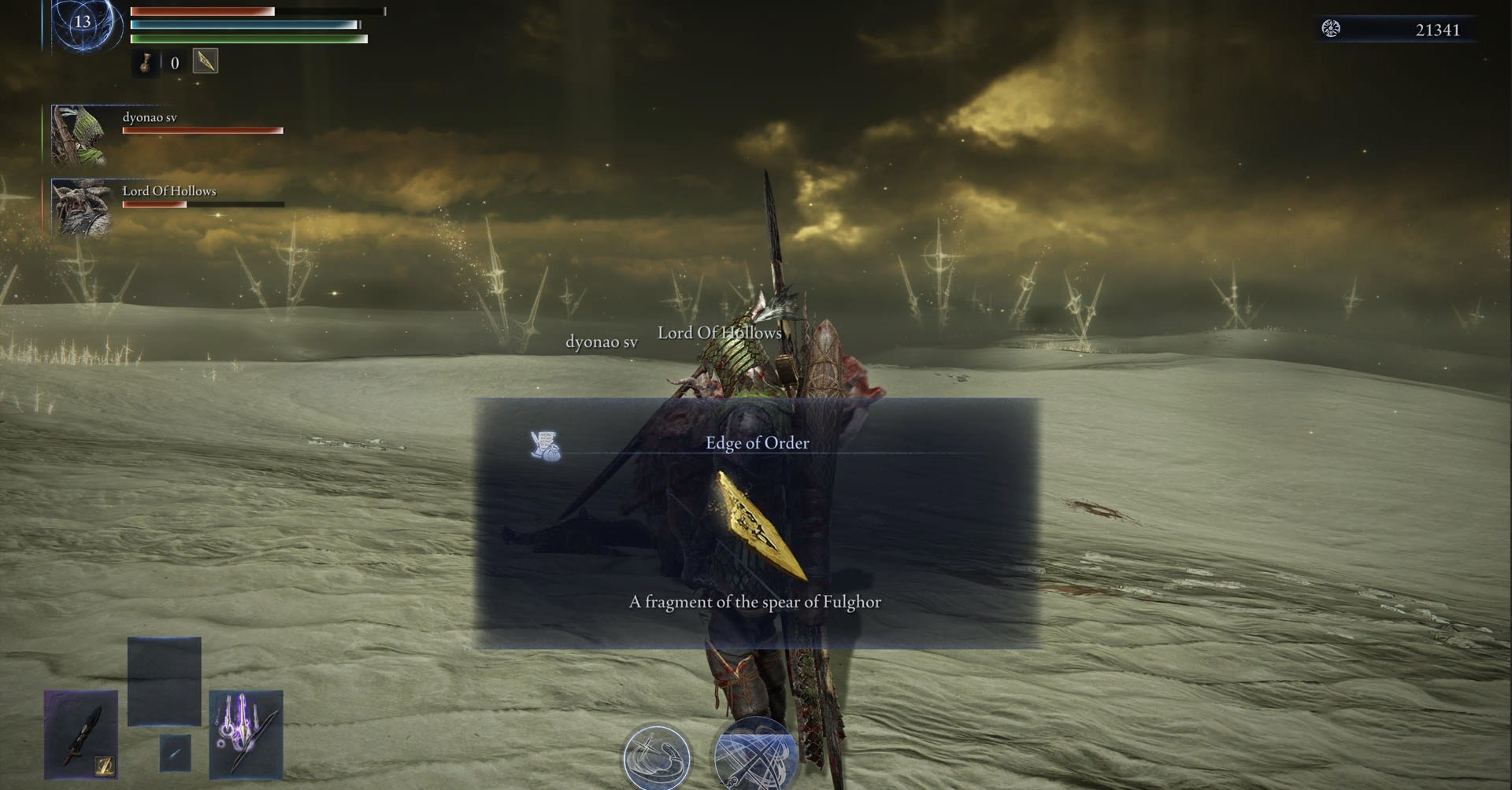 Uma captura de tela de Elden Ring Nightreign mostrando a borda do item da ordem. É um pedaço da ponta de lança de Fulghor. Uma captura de tela de Elden Ring Nightreign mostrando a borda do item da ordem. É um pedaço da ponta de lança de Fulghor.