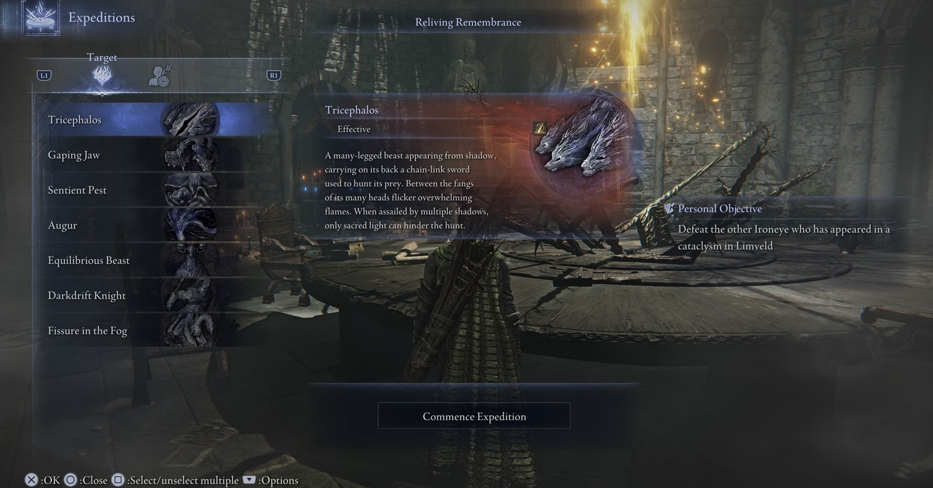 Uma captura de tela de Elden Ring Nightreign mostrando o menu Expeditions, com uma lista da maioria dos chefes que você pode lutar no jogo. Uma captura de tela de Elden Ring Nightreign mostrando o menu Expeditions, com uma lista da maioria dos chefes que você pode lutar no jogo.