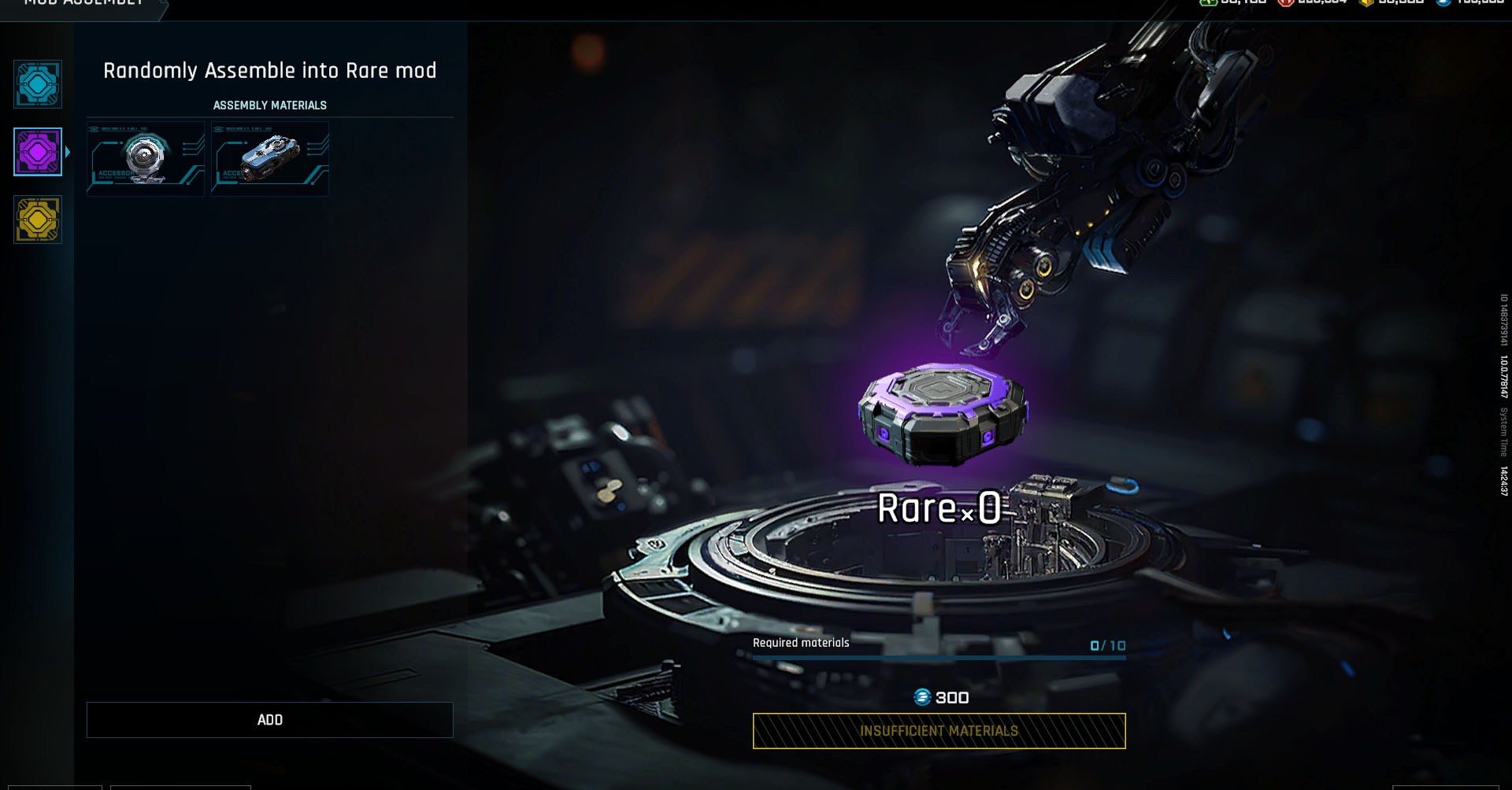 Uma captura de tela do Mecha Break mostrando a interface do sistema de montagem Mod.