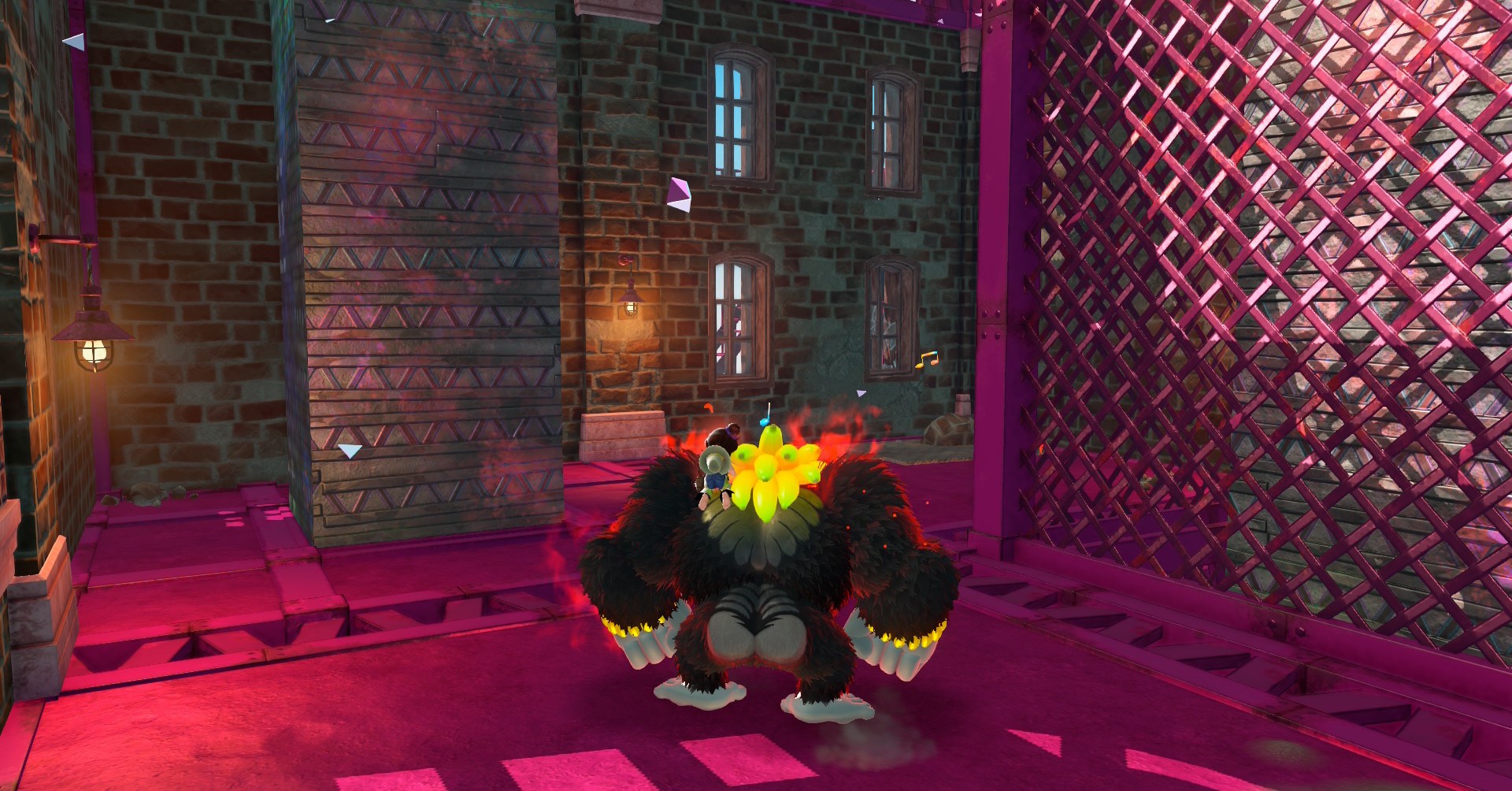 DK em Donkey Kong Bananza, no início da cidade Smash Challenge