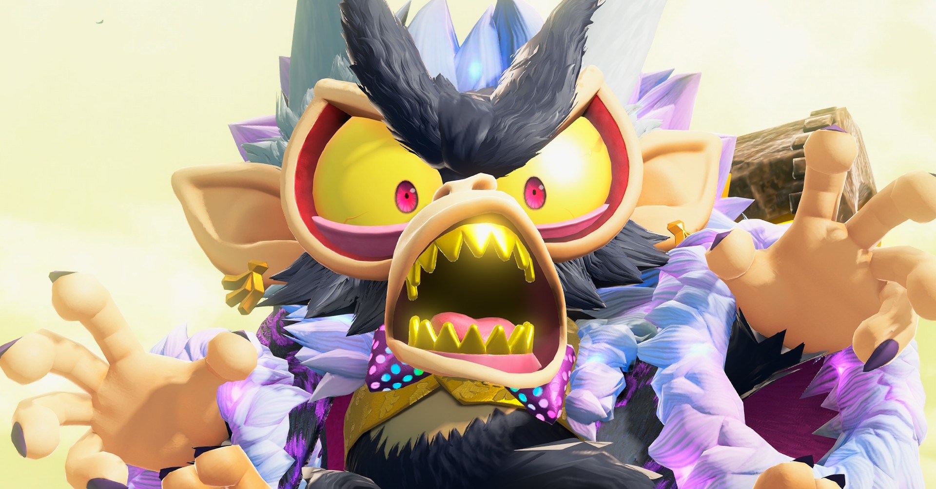 Void Kong de DK Bananza, olhos arregalados e boca aberta em raiva