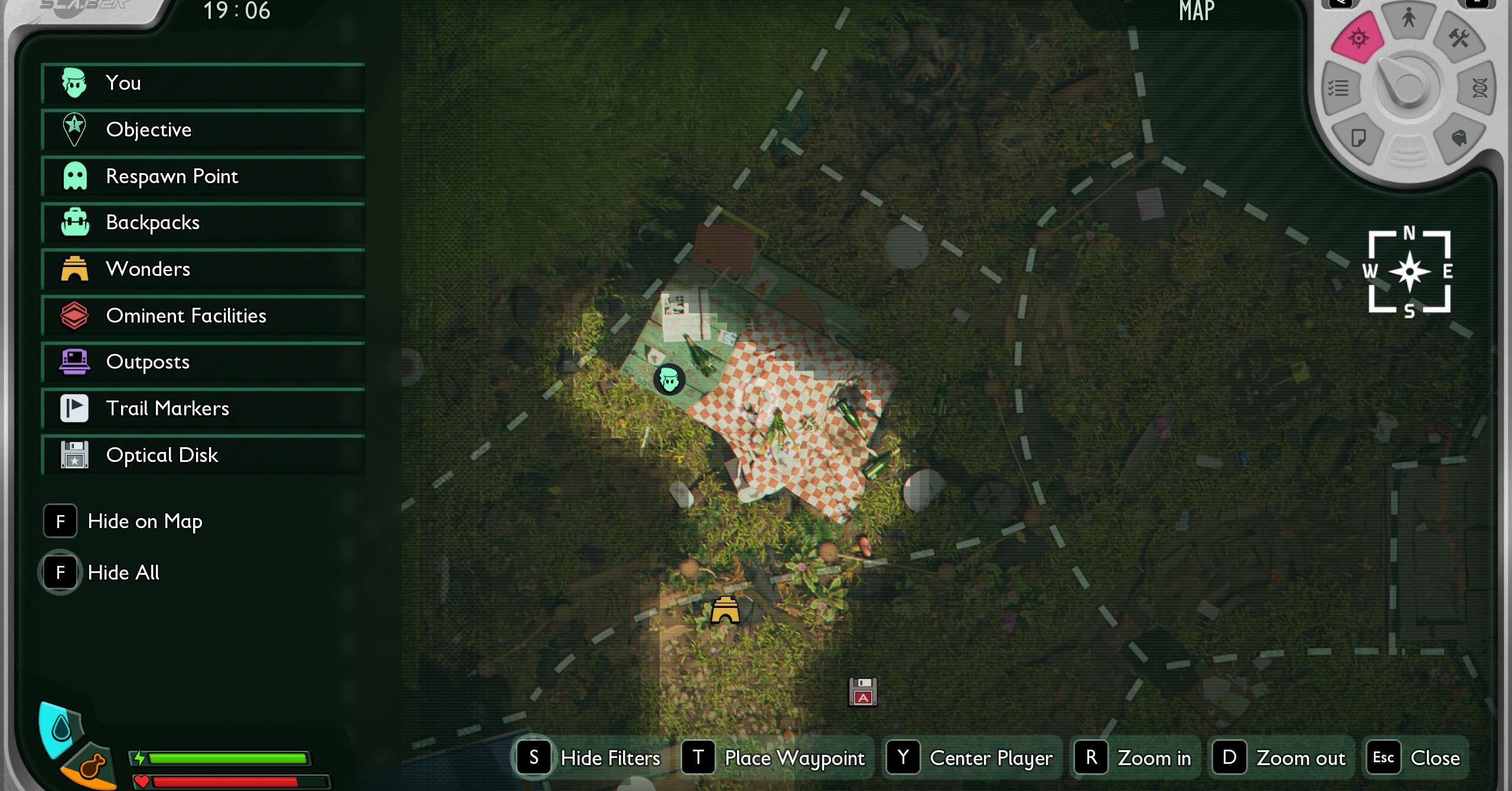 Um mapa mostrando a mesa de piquenique e a pasta em aterramento 2 Um mapa mostrando a mesa de piquenique e a pasta em aterramento 2