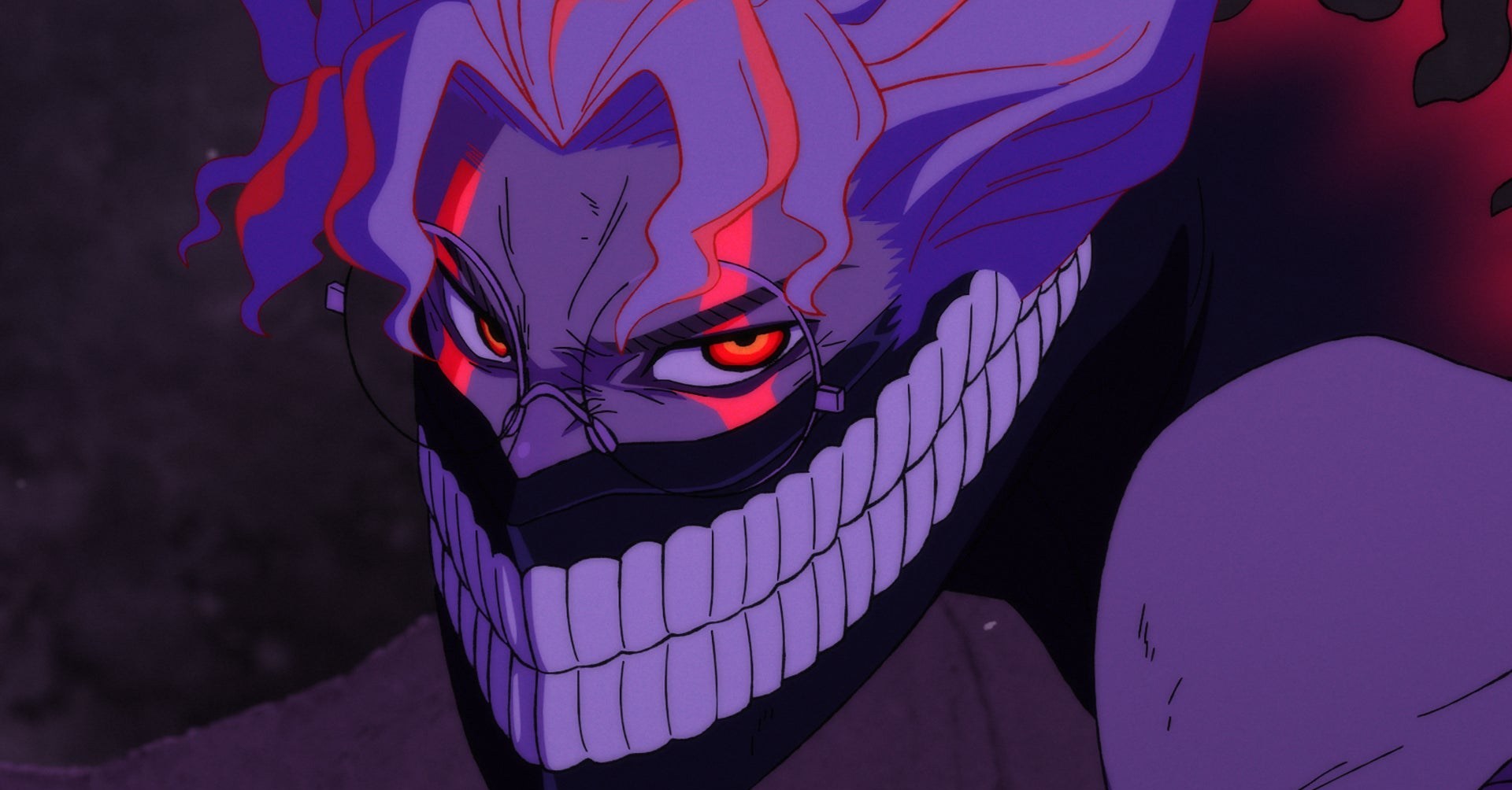 Um cara demoníaco sorrindo com dentes grandes em Dan da Dan temporada 2 Um cara demoníaco sorrindo com dentes grandes em Dan da Dan temporada 2