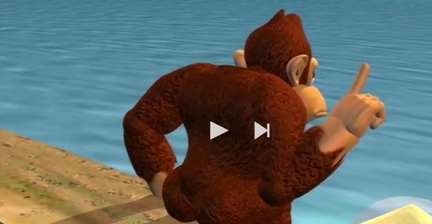 Donkey Kong em seu programa de animação nos anos 90, enquanto sua bunda enfrenta a câmera. Donkey Kong em seu programa de animação nos anos 90, enquanto sua bunda enfrenta a câmera.