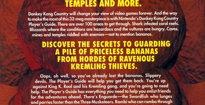 A parte de trás de um guia de jogadores para um jogo de Donkey Kong nos anos 90, que exibe com destaque a bunda de DK. A parte de trás de um guia de jogadores para um jogo de Donkey Kong nos anos 90, que exibe com destaque a bunda de DK.