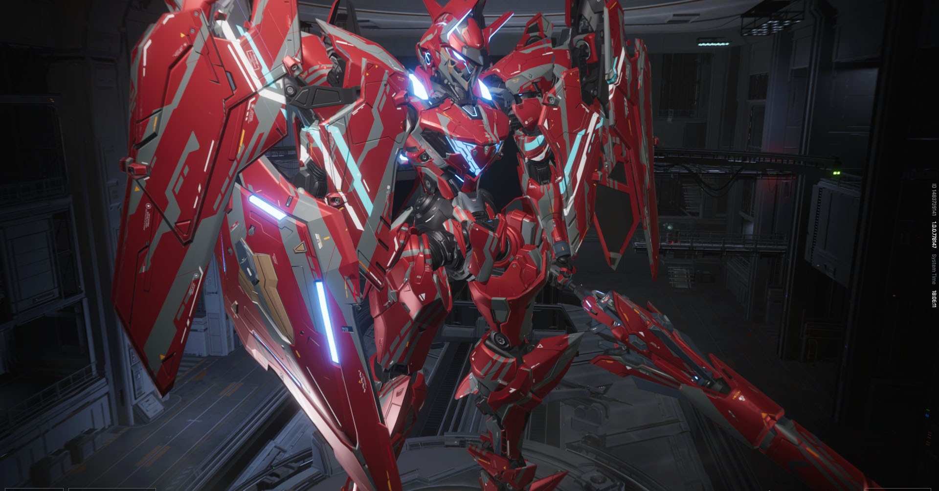 Uma captura de tela do Mecha Break mostrando a pantera de atacante pintada em vermelho. Uma captura de tela do Mecha Break mostrando a pantera de atacante pintada em vermelho.