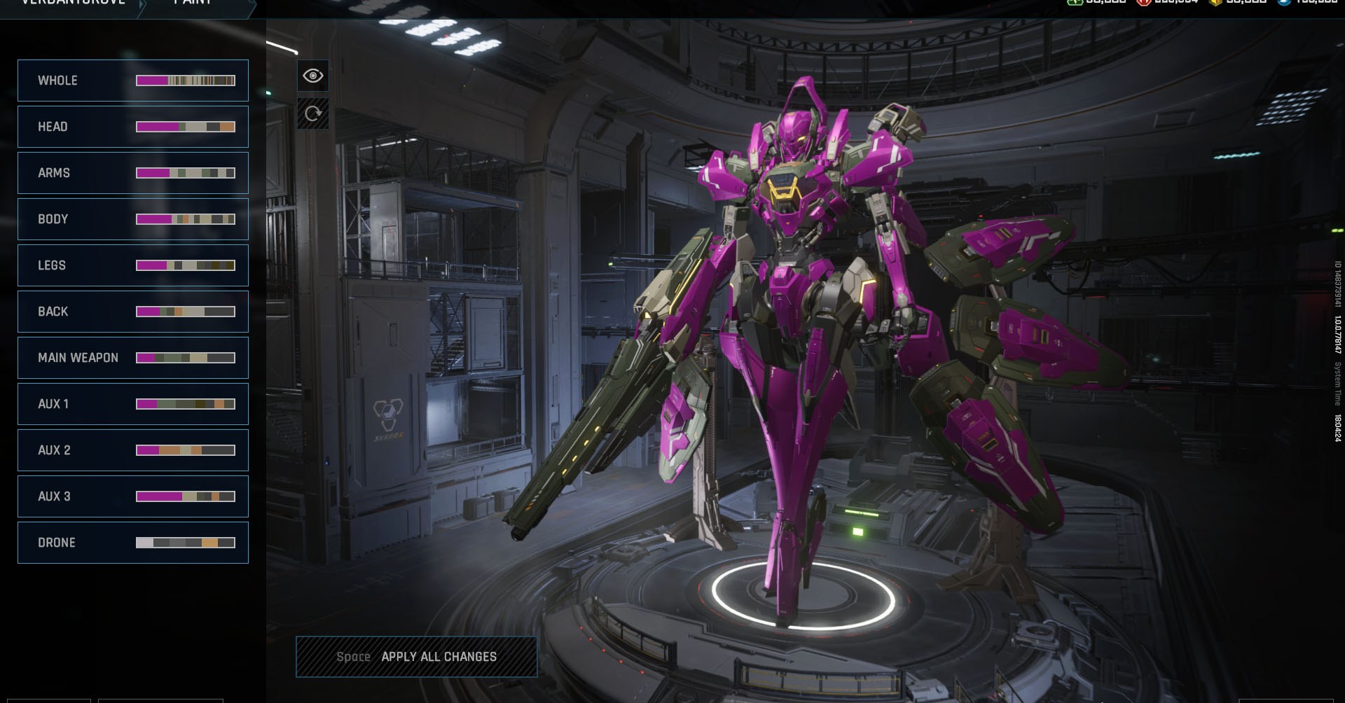 Uma captura de tela do Mecha Break mostrando todas as partes que os jogadores podem pintar ao personalizar seus atacantes. Uma captura de tela do Mecha Break mostrando todas as partes que os jogadores podem pintar ao personalizar seus atacantes.