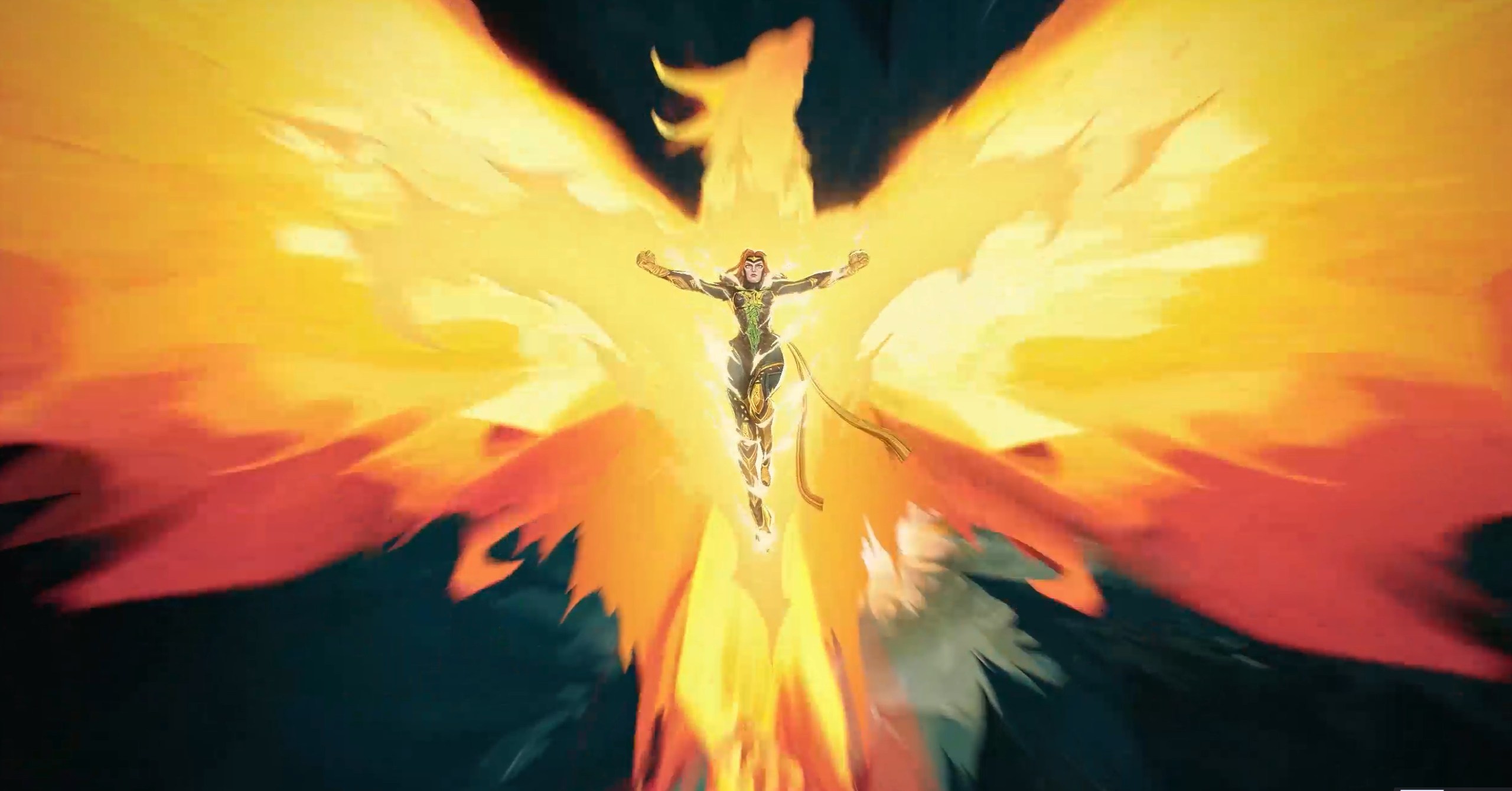 Phoenix em rivais da Marvel, ascendendo ao convocar o espírito ardente de um pássaro