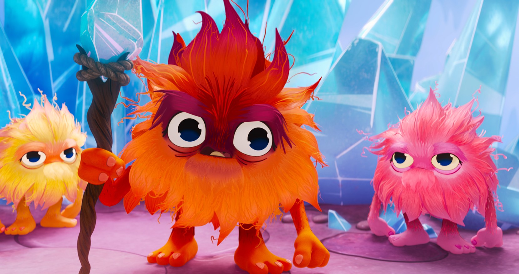 Um grupo de criaturas de furball de cores vivas chamadas Snooterpoots no filme de 2025 Smurfs Um grupo de criaturas de furball de cores vivas chamadas Snooterpoots no filme de 2025 Smurfs