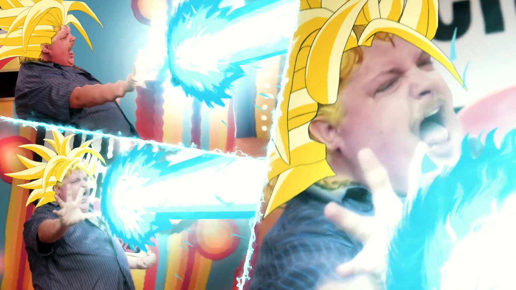 Super Saiyan Jacob Wysocki disparando explosões de energia no "Sam diz 3" Episódio de Game Changer.