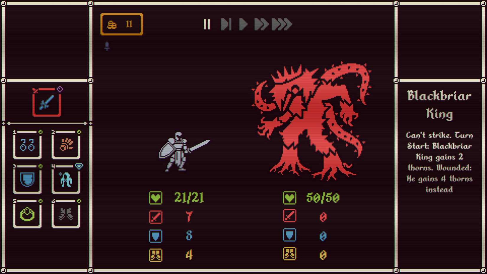 A Ele está chegando a captura de tela mostrando uma luta contra chefes, onde você pode ver modelos da velha escola 2D de um cavaleiro e um monstro parecido com um pássaro.