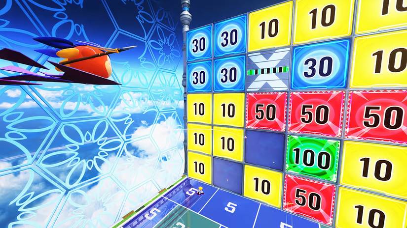 Um Dee Waddle desliza em direção a uma placa pontual nos Kirby Air Riders.