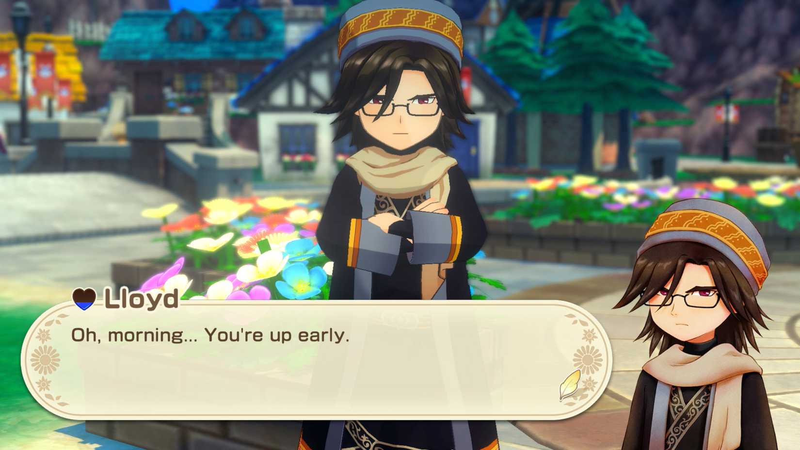 Lloyd, um homem de cabelos escuros em óculos e uma túnica, com os braços cruzados na história de estações: Grand Bazaar.