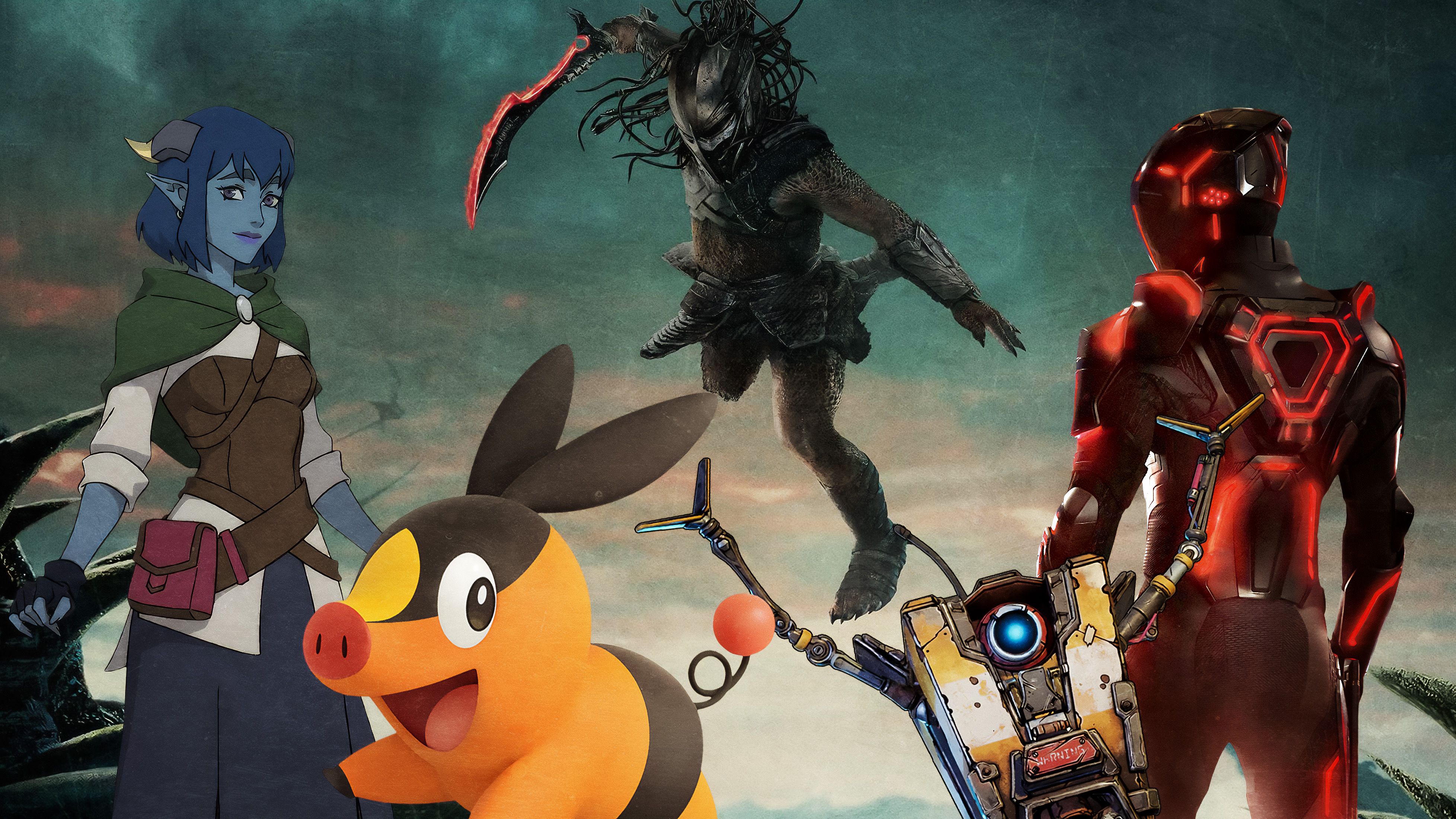 Um mashup de predador, Tron, Pokemon, Claptrap e pode
