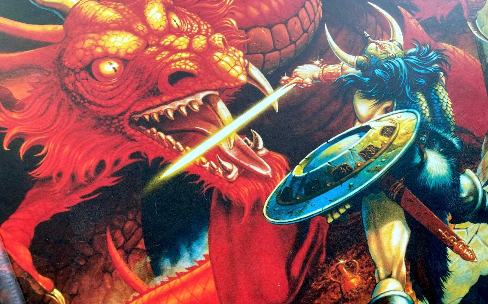 Uma foto da arte da capa para Dungeons & Dragons: Art & Arcana, com arte do jogo original