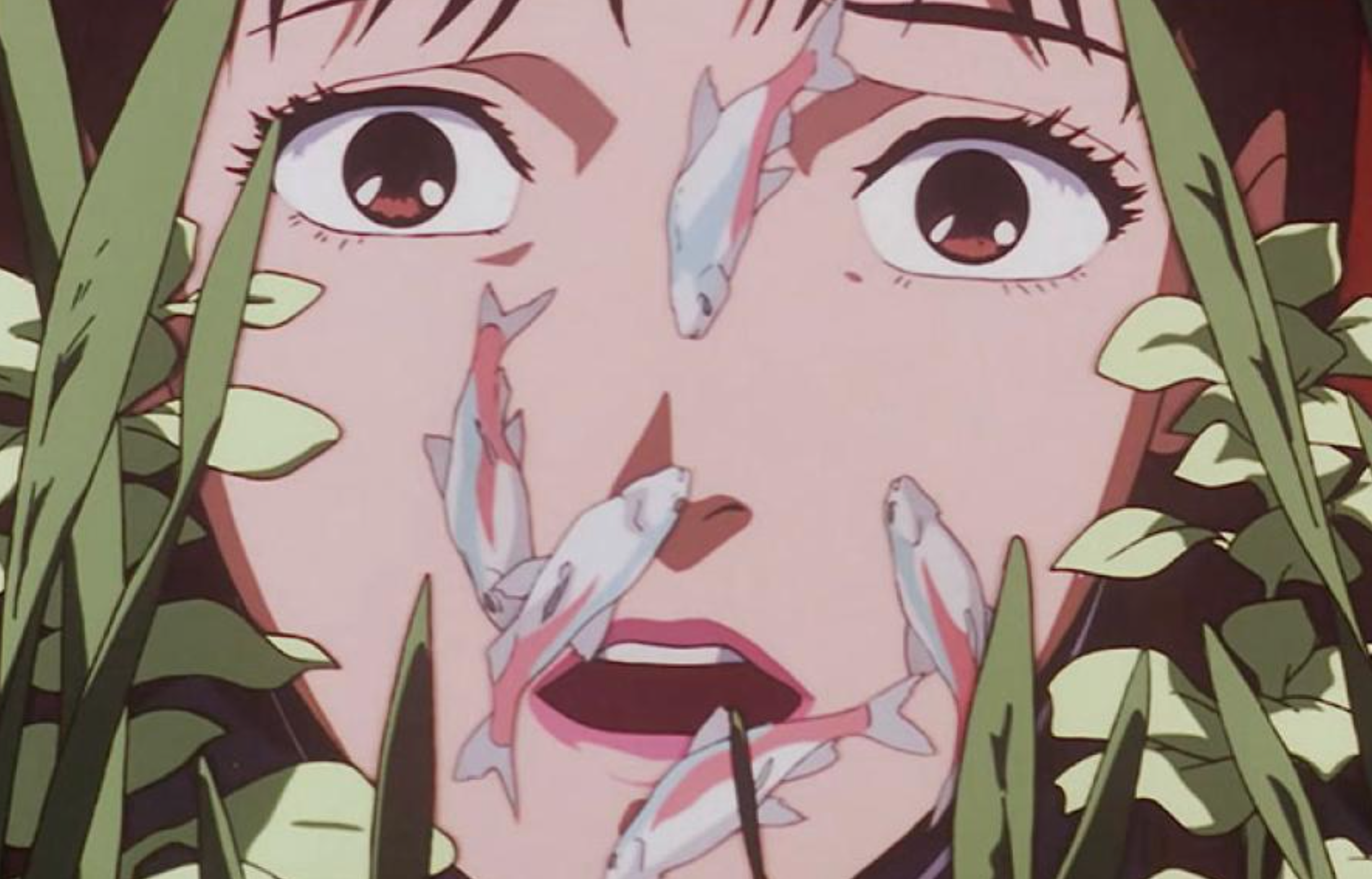 Uma imagem do Blue Perfect do protagonista olhando para um tanque de peixe com um olhar preocupado em seu rosto.