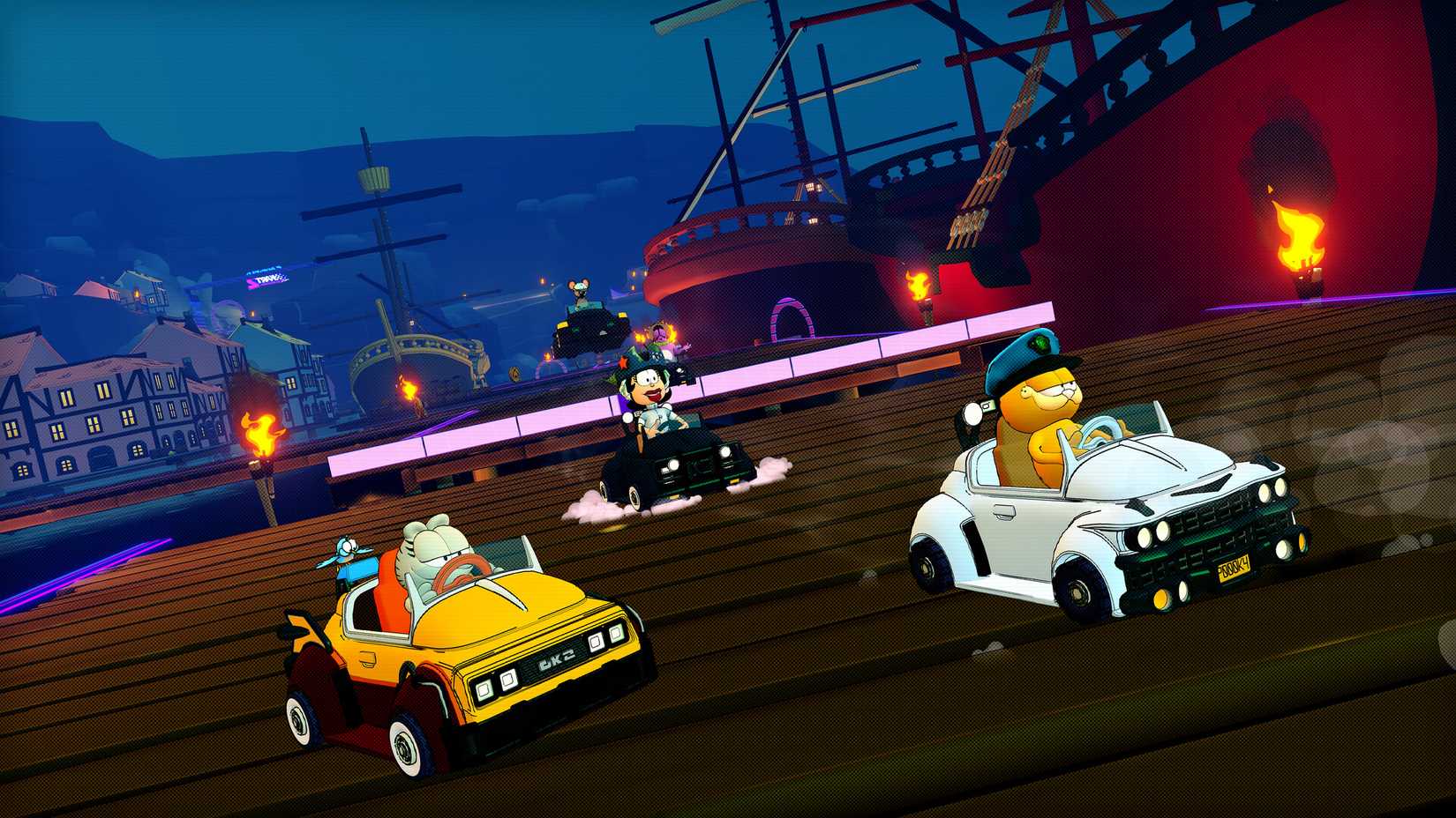 Garfield, Nermal e Liz Race em Garfield Kart 2: Tudo o que você pode deriva.