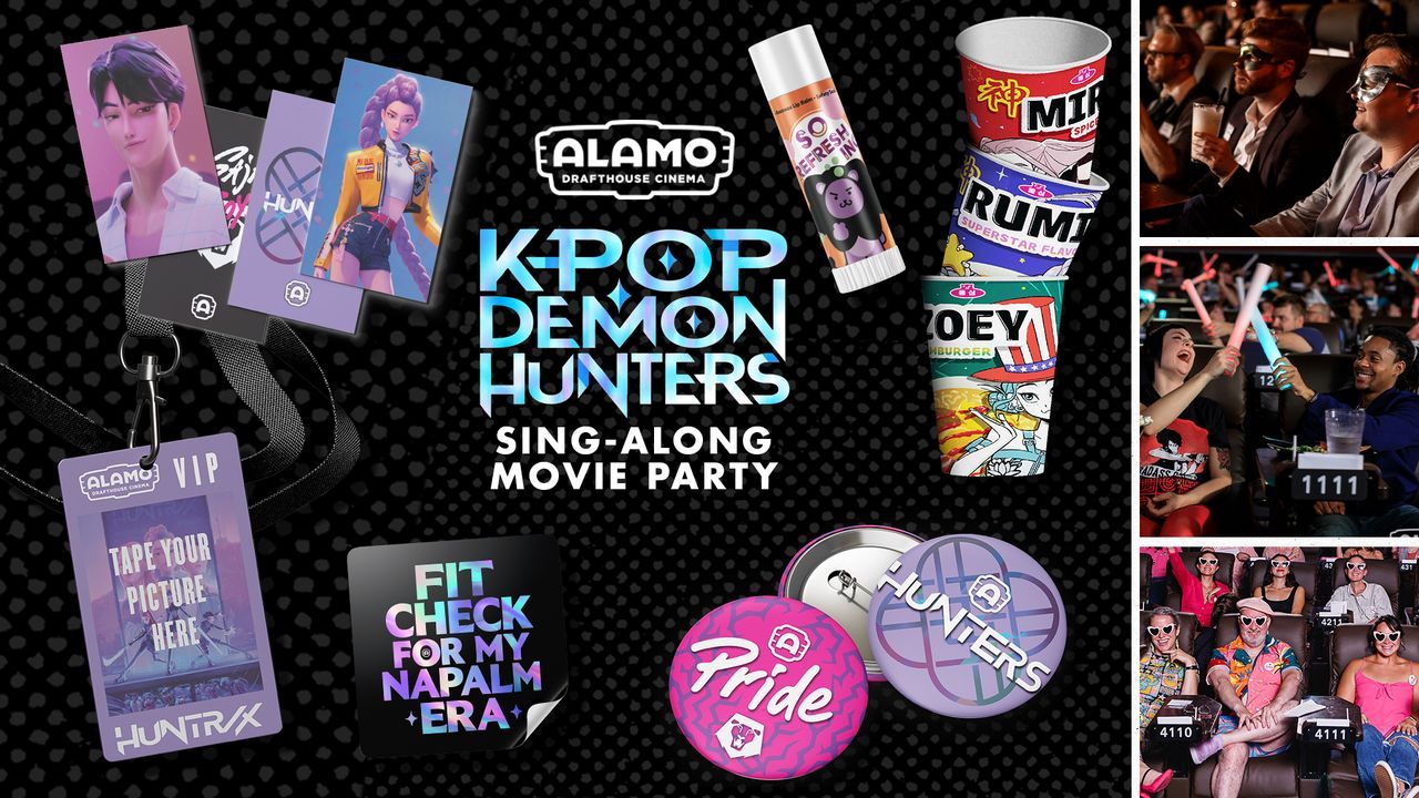 KPOP Demon Hunters Filme adereços do Alamo Drafthouse Cinema.