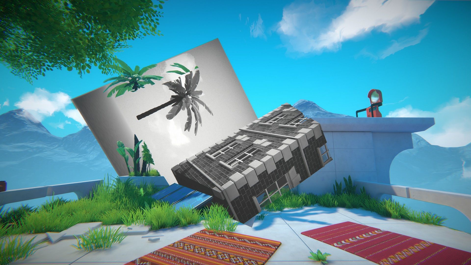 Usando uma imagem de um edifício como uma ponte de rampa no visor.