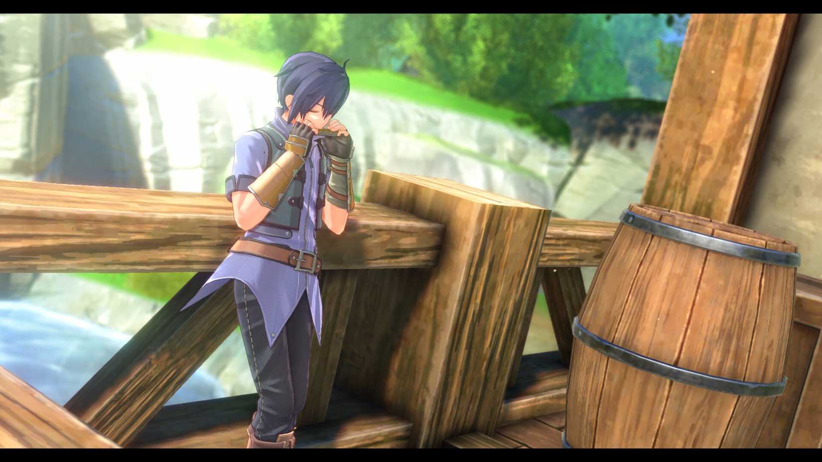 Joshua Bright tocando uma gaita em trilhas no céu primeiro capítulo