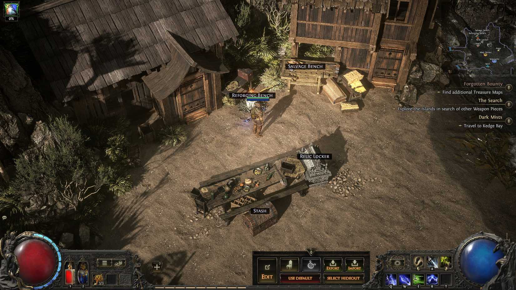 Um caminho de captura de tela do Exile 2 mostra o esconderijo da costa