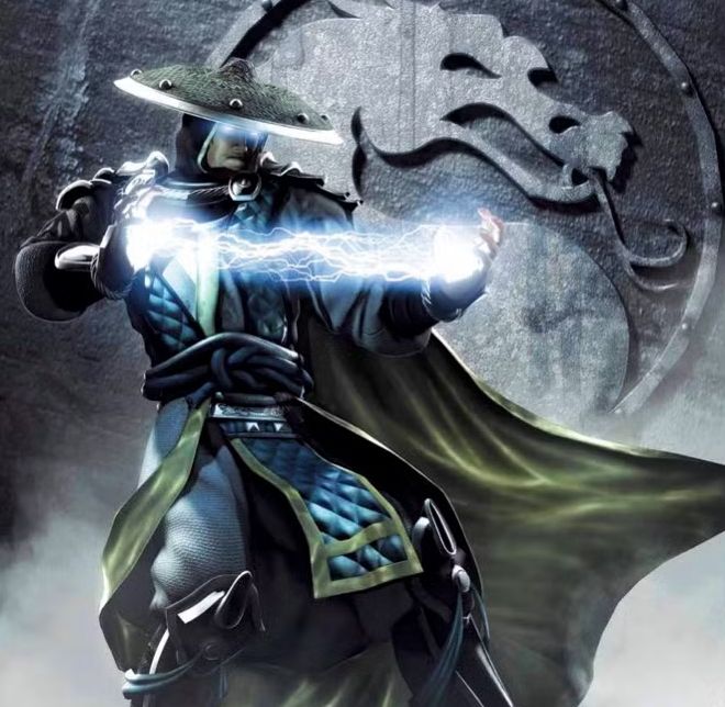 Arte de Raiden do Livro de Arte Mortal Kombat