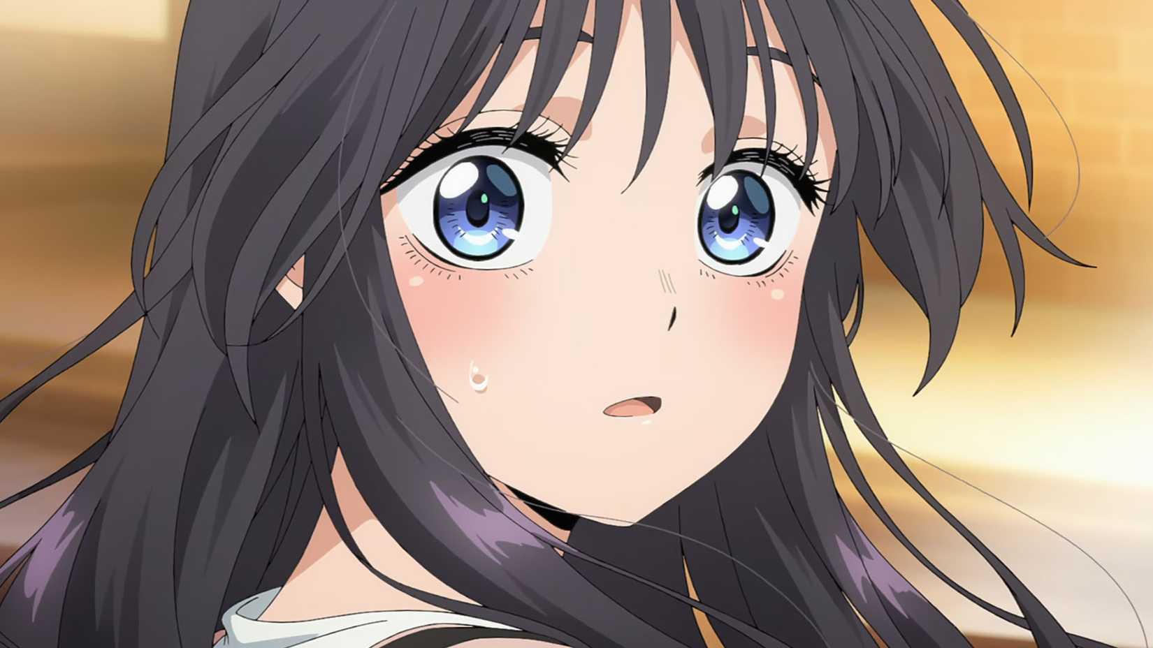 Uma captura de tela das flores perfumadas floresce com dignidade mostrando Kaoruko Wagurui olhando para a câmera.