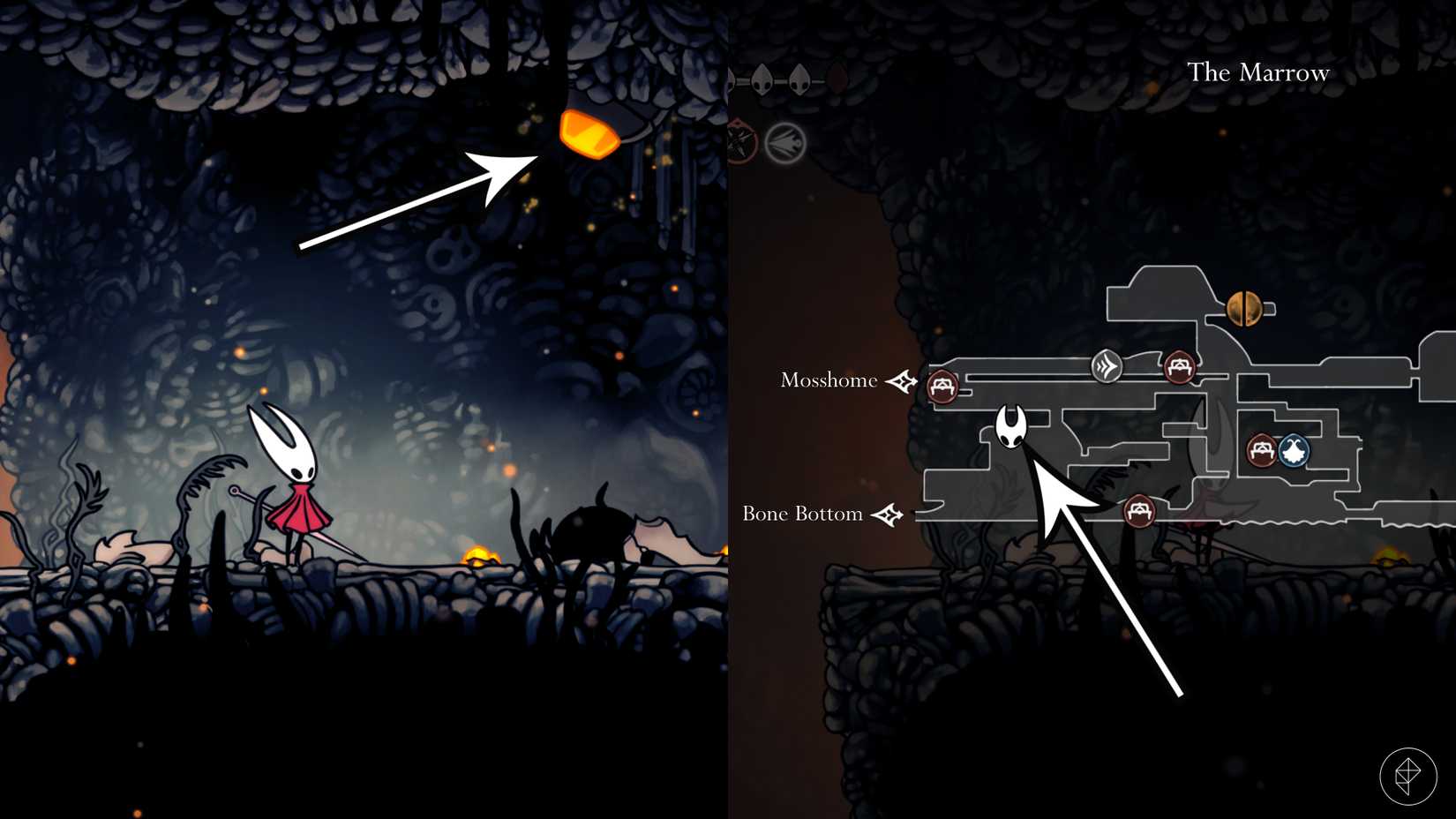 A primeira localização volátil de FlintBeetle em Hollow Knight: Silksong.