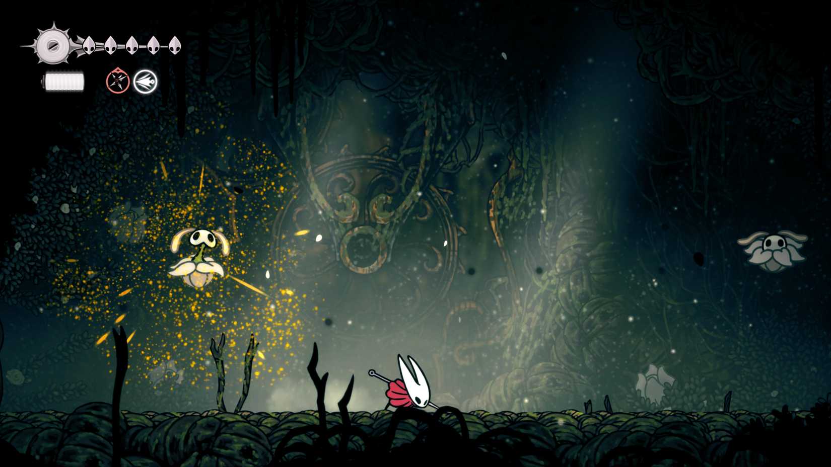 A arena inimiga de Shellwood em Hollow Knight: Silksong.