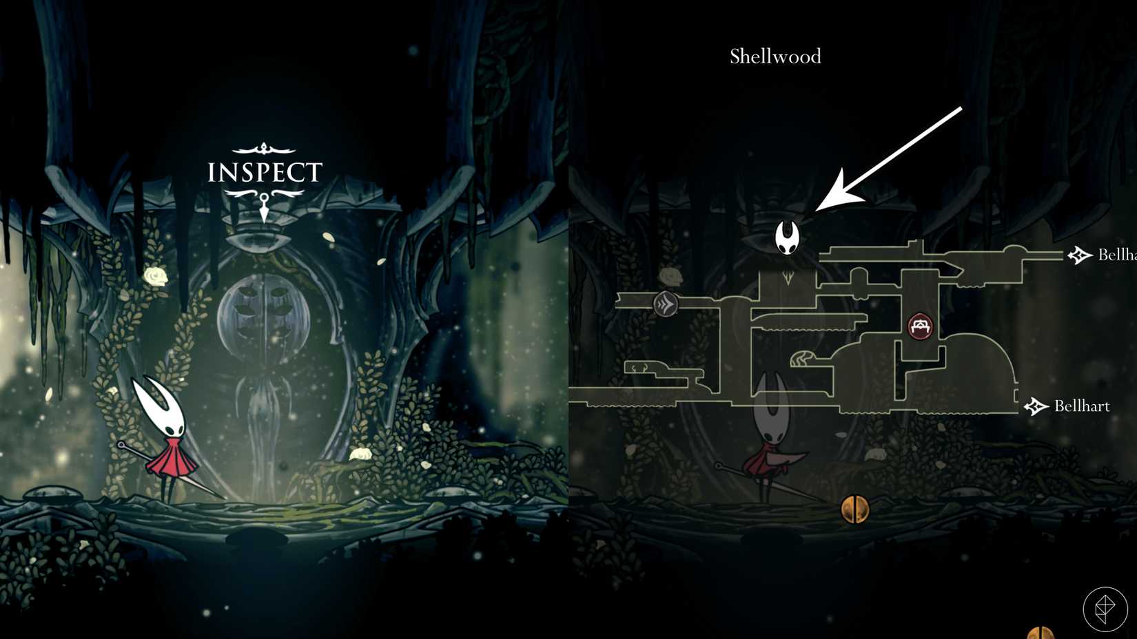 O caminho para a localização do salto de parede de aderência em Hollow Knight: Silksong.