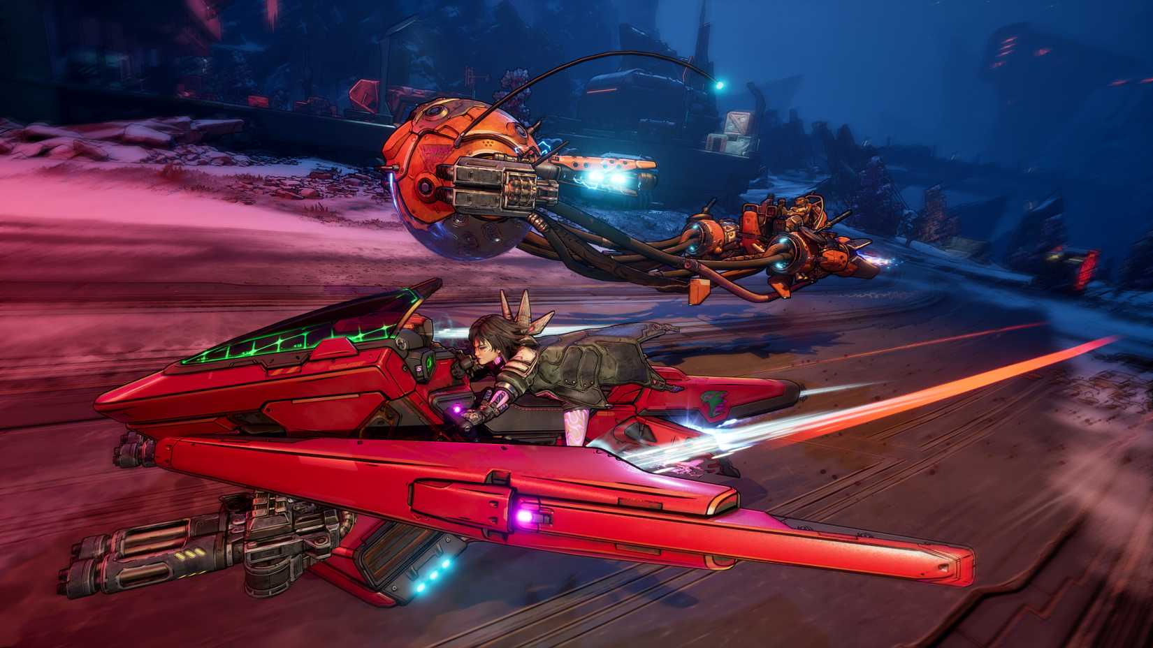 Um caçador de cofre monta uma bicicleta em Borderlands 4.