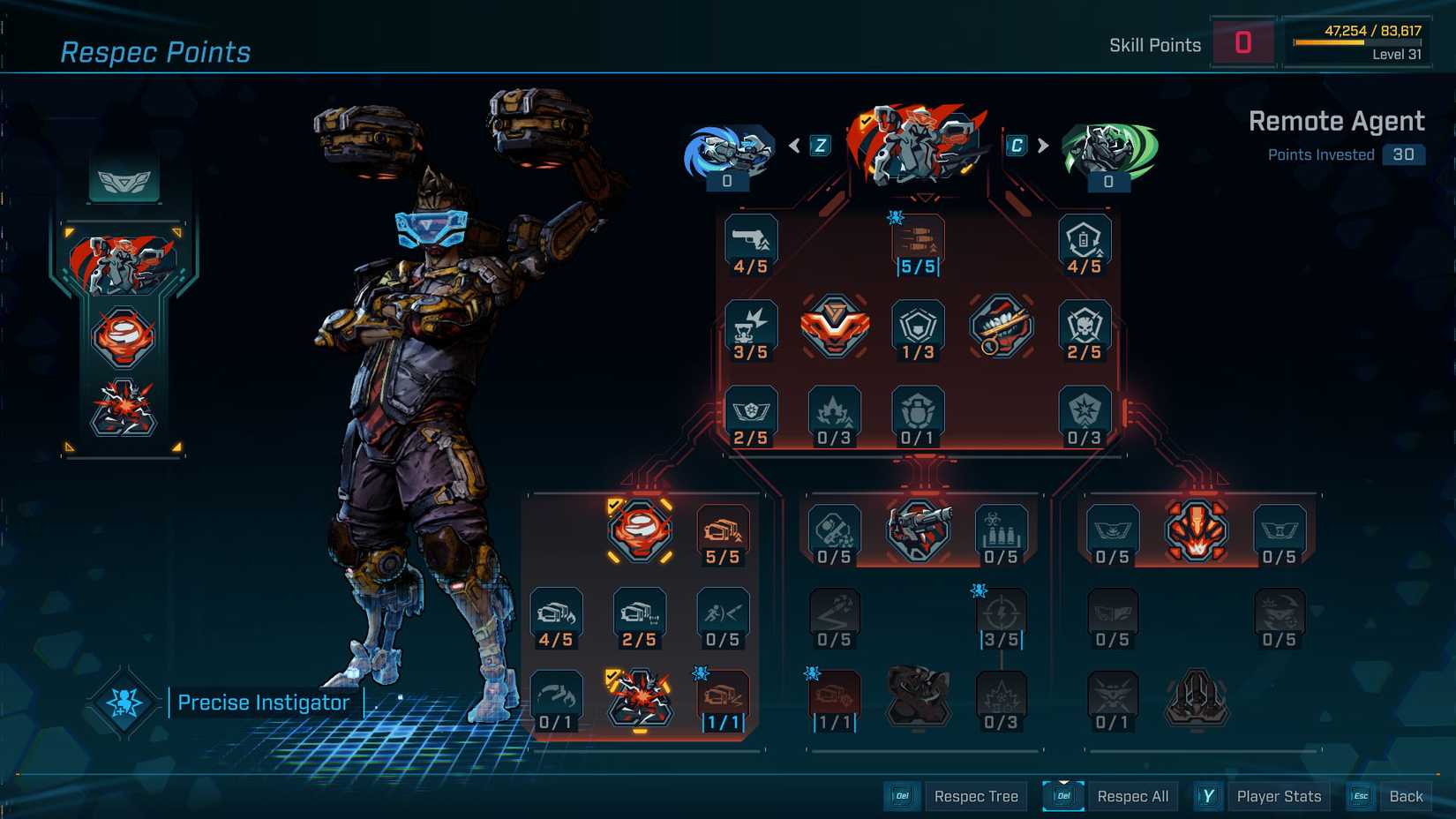 Uma captura de tela Borderlands 4 mostrando a árvore de habilidades de um dos personagens, Rafa