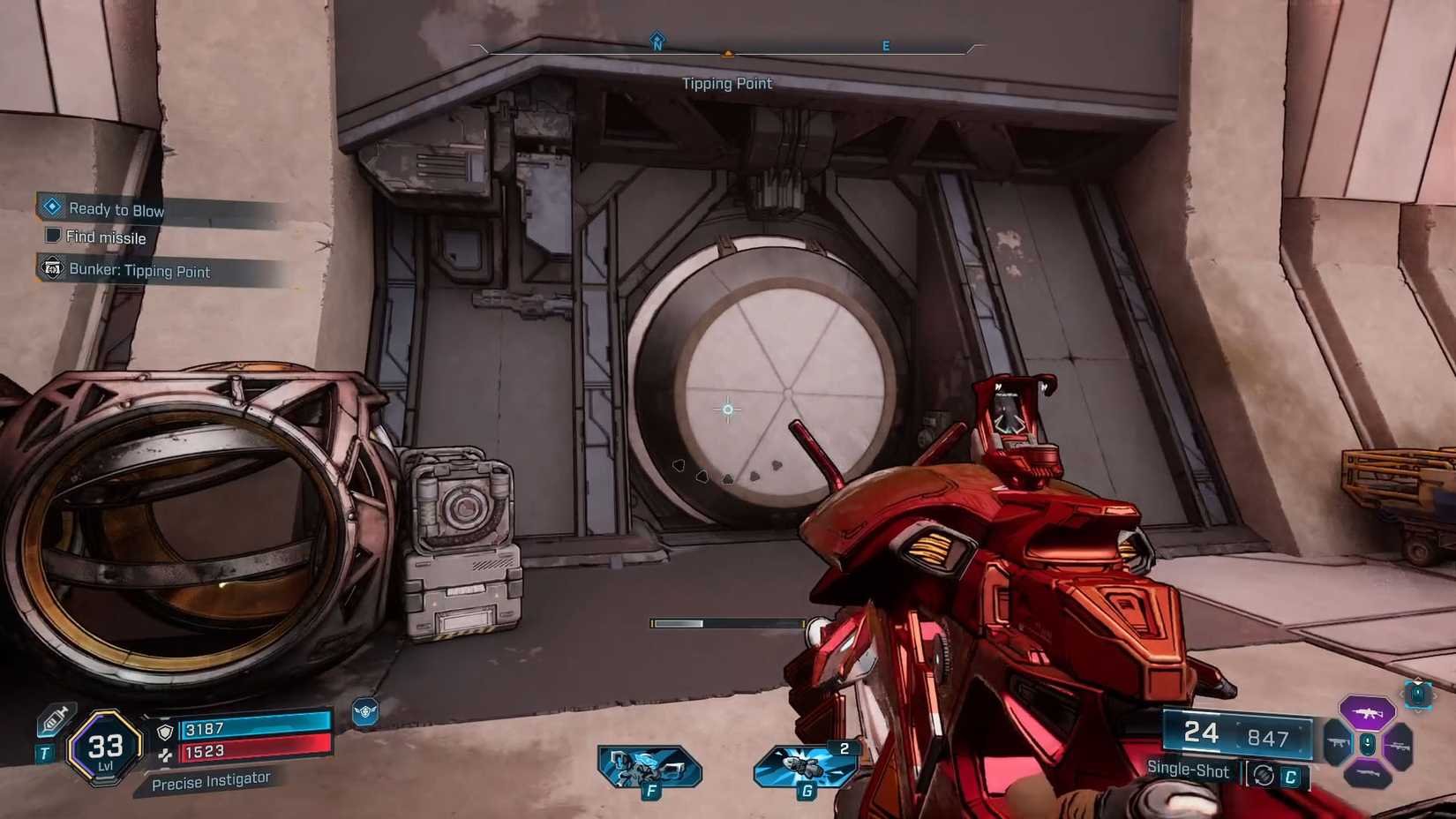 Uma captura de tela Borderlands 4 mostrando a entrada de um bunker de ordem