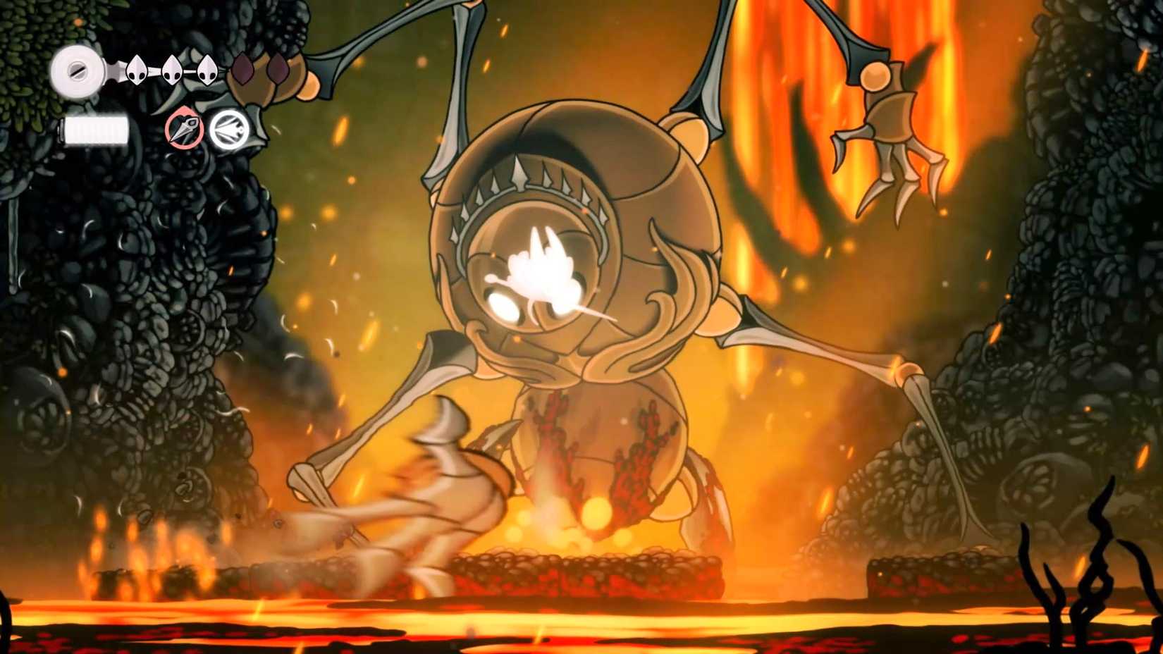 Hornet atacando o quarto refrão enquanto evitava um golpe em Silkongongo