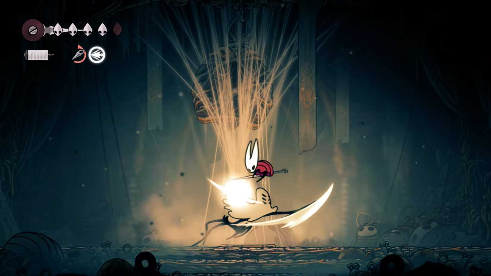 Hornet aparecendo um ataque de lâmina da Viúva em Silkrog