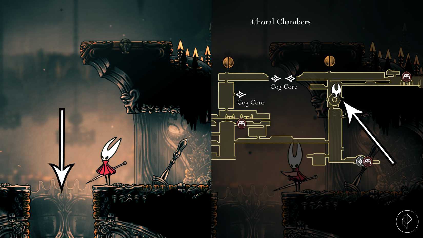 O caminho para a localização de Jubilana em Hollow Knight: Silksong.