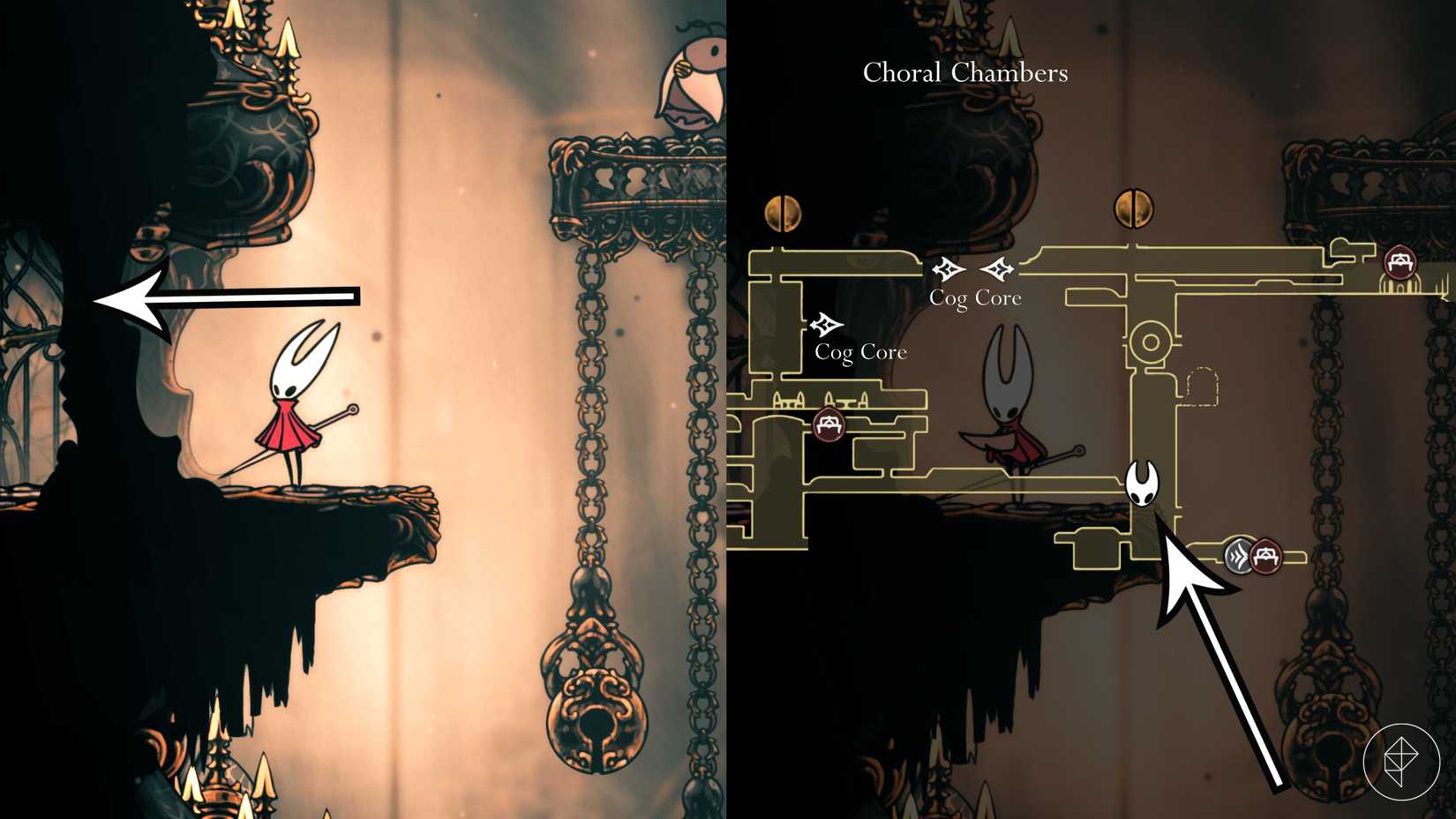 O caminho para a localização de Jubilana em Hollow Knight: Silksong.