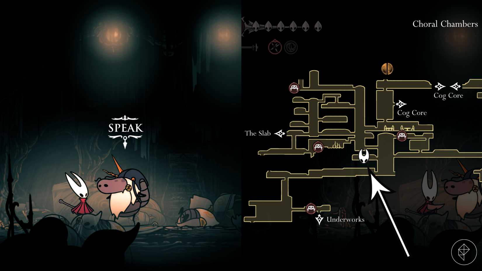 Localização de Jubilana em Hollow Knight: Silksong.