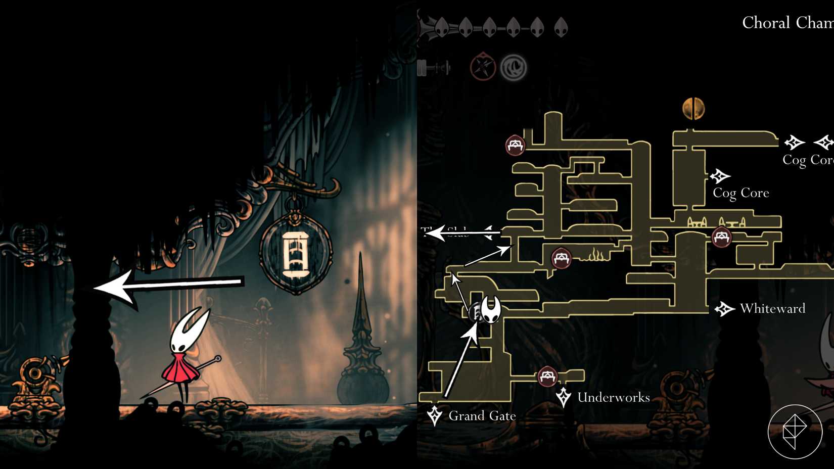 O melhor caminho para o fabricante de máscaras na missão de laca líquida em Hollow Knight: Silksong.