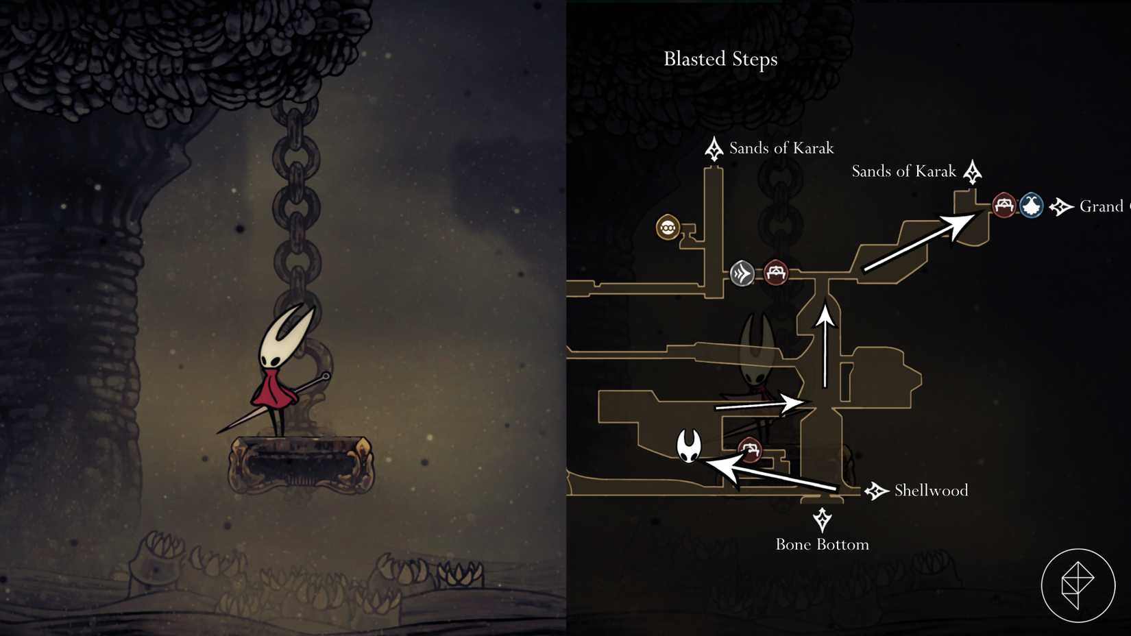O melhor caminho para o fabricante de máscaras na missão de laca líquida em Hollow Knight: Silksong.